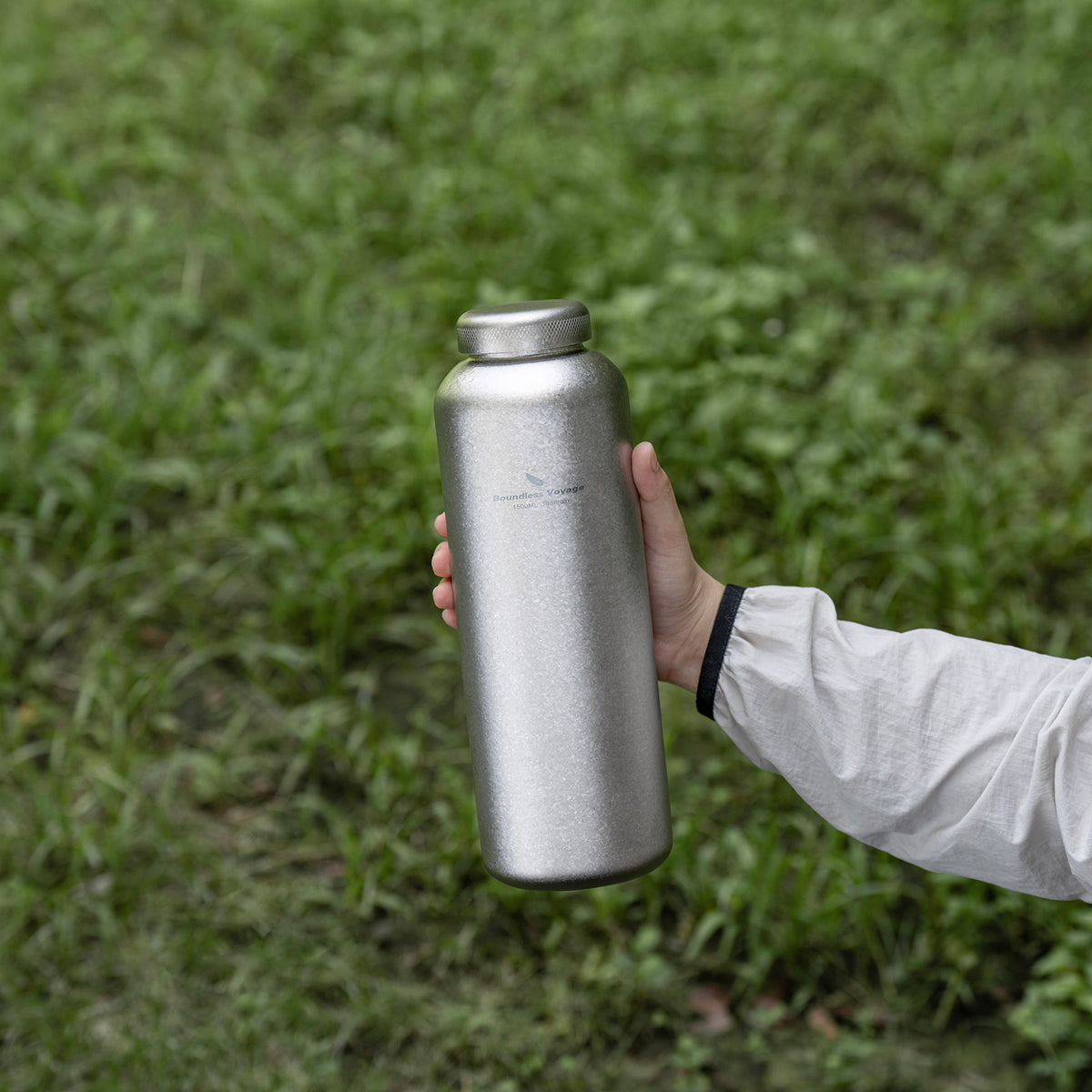 Boundless Voyage 1500ml Titanium Water Bottle – Lightweight Leak-Proof 1.5L Bottle with 2 Lids for Camping, Hiking, Travel & Gym