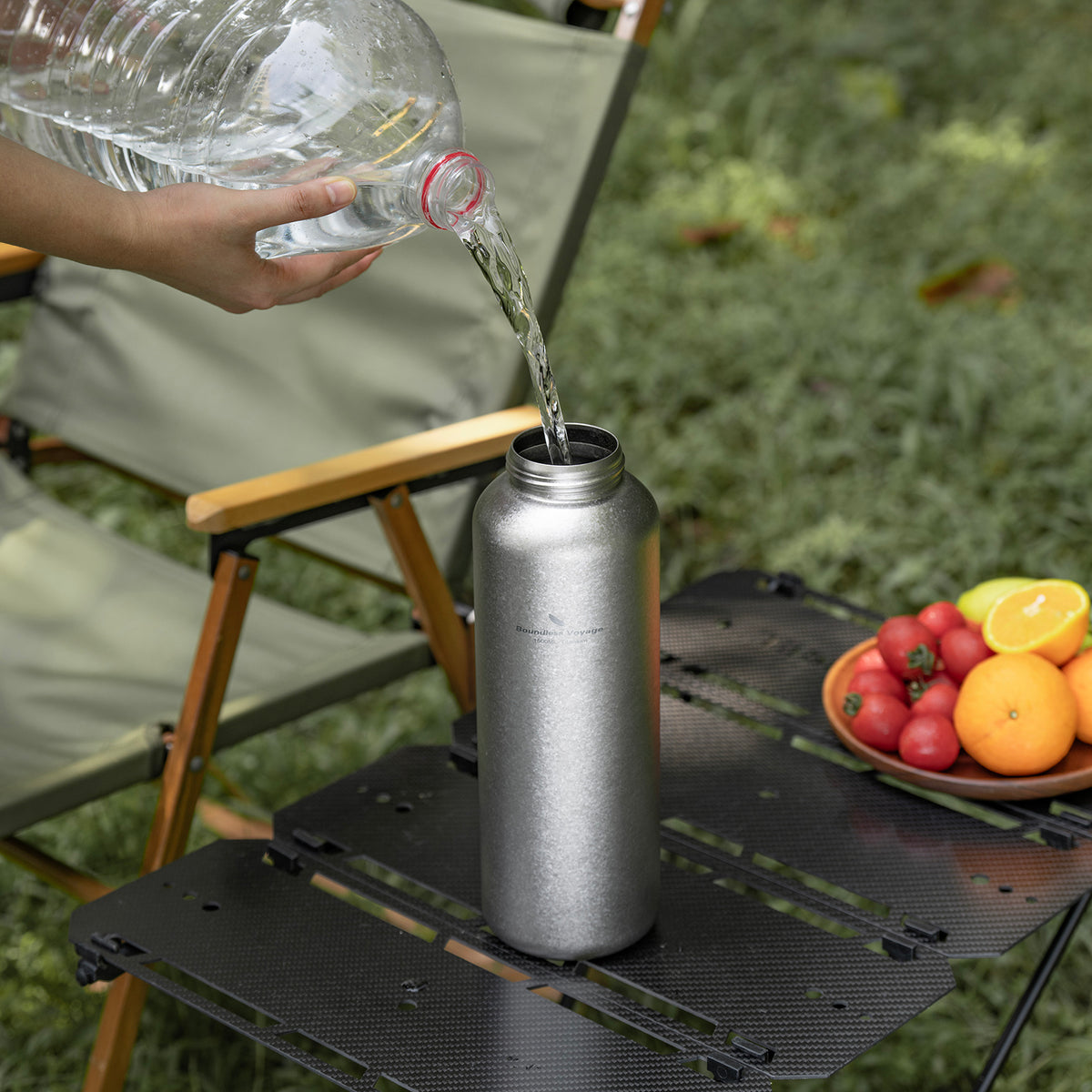 Boundless Voyage 1500ml Titanium Water Bottle – Lightweight Leak-Proof 1.5L Bottle with 2 Lids for Camping, Hiking, Travel & Gym