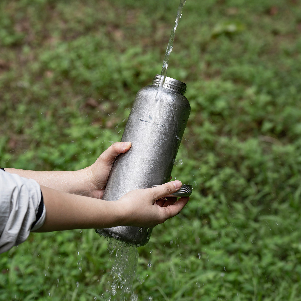Boundless Voyage 1500ml Titanium Water Bottle – Lightweight Leak-Proof 1.5L Bottle with 2 Lids for Camping, Hiking, Travel & Gym