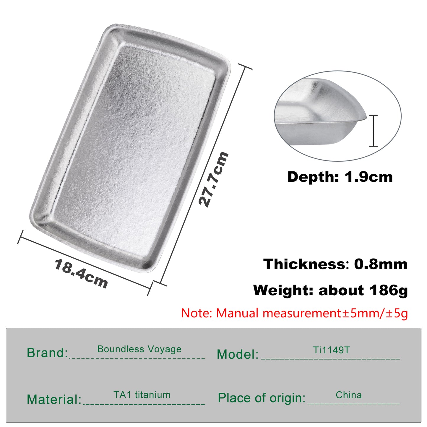 Boundless Voyage 27.7cm Titanium Square Plate | 186g Ultralight Camping Dinner Tray | Heat-Resistant & Dishwasher Safe Outdoor Tableware