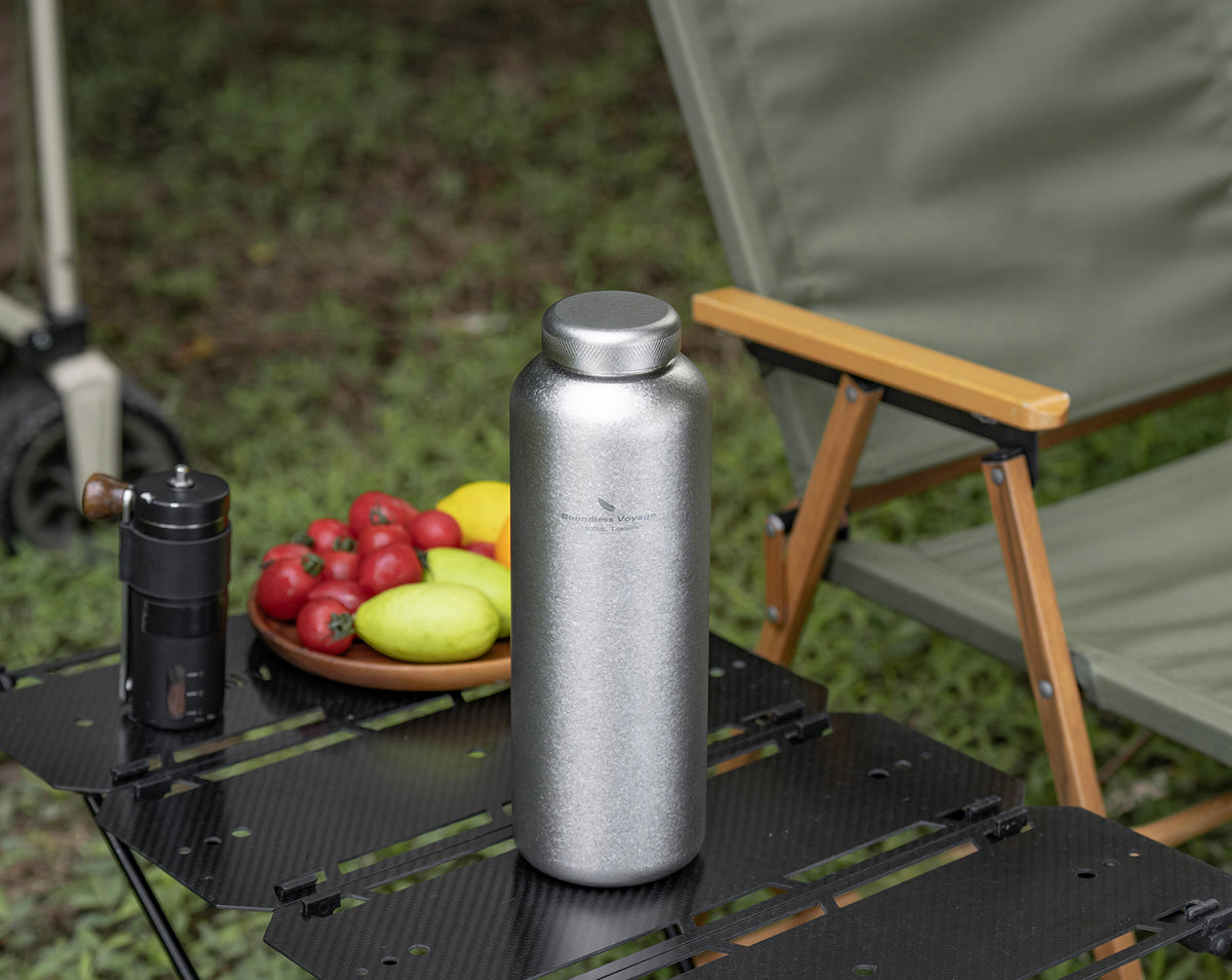 Boundless Voyage 1500ml Titanium Water Bottle – Lightweight Leak-Proof 1.5L Bottle with 2 Lids for Camping, Hiking, Travel & Gym