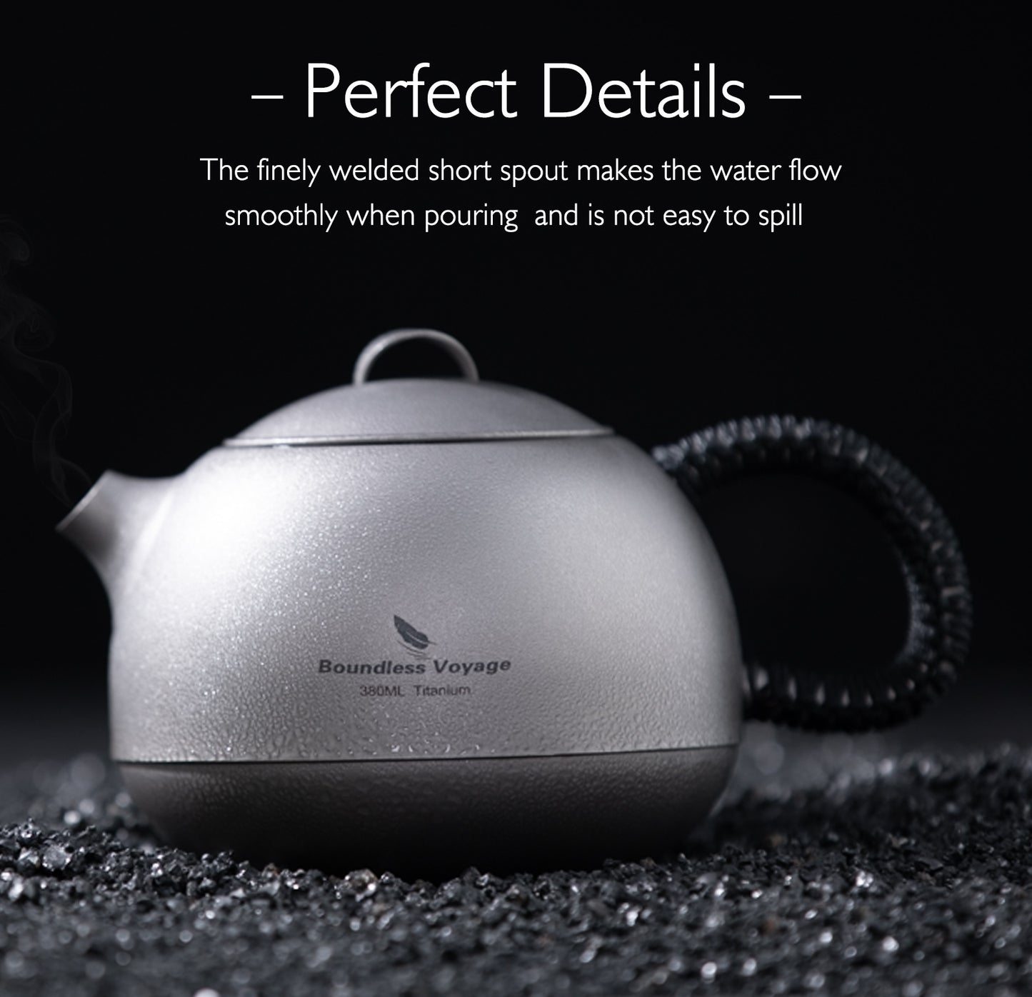 Boundless Voyage Titanium Kung Fu Tea Set | 380ml Kettle & 3PCS 25ml Cups | Anti-Scald Ultralight Tea Maker for Camping, Hiking & Travel