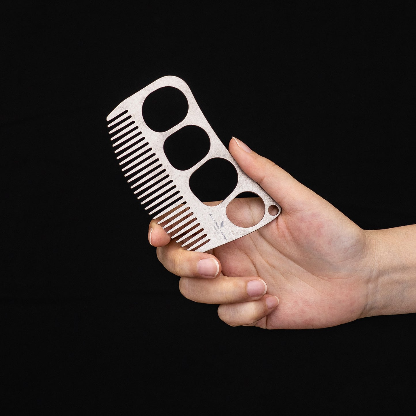 Boundless Voyage Titanium Crescent Comb – Hair & Beard Pocket Comb for Travel, EDC & Everyday Grooming