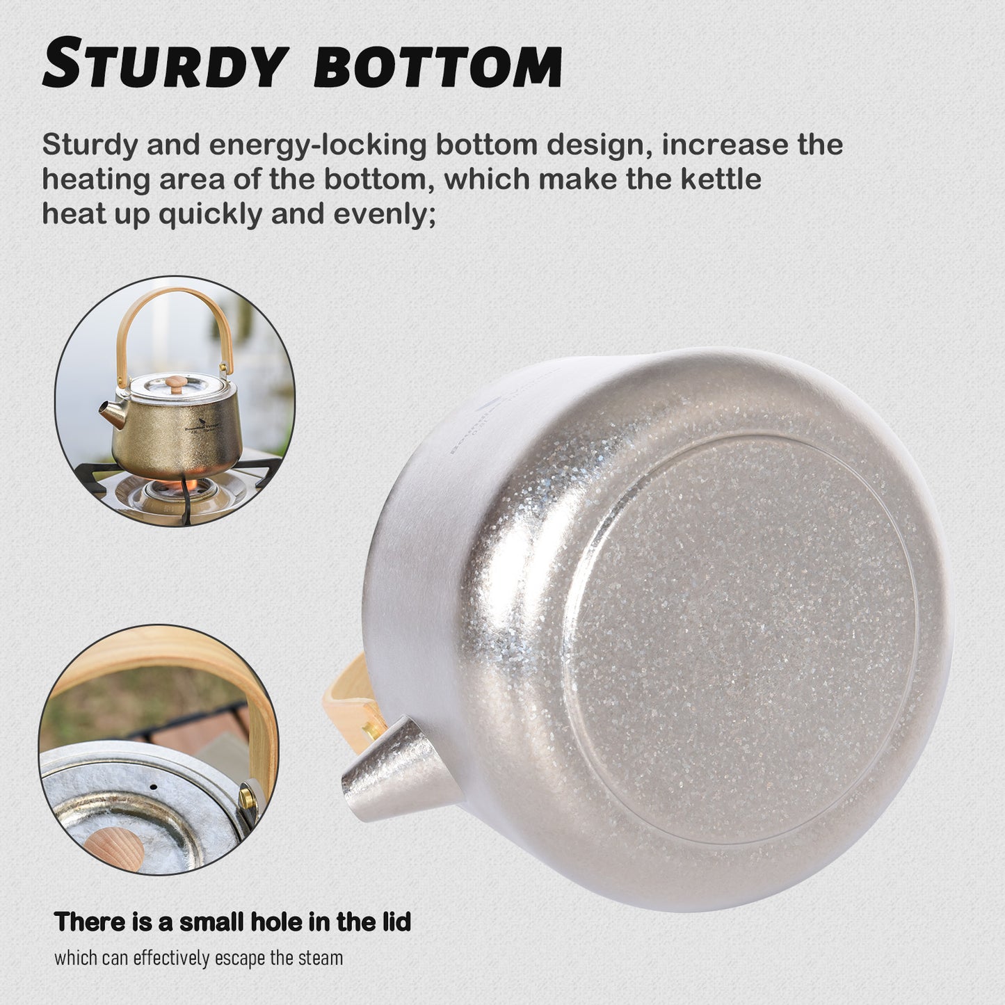 Boundless Voyage 800ml Crystallized Titanium Kettle | Ultralight Teapot with Anti-Scald Wooden Handle | Premium Tea & Coffee Pot for Camping