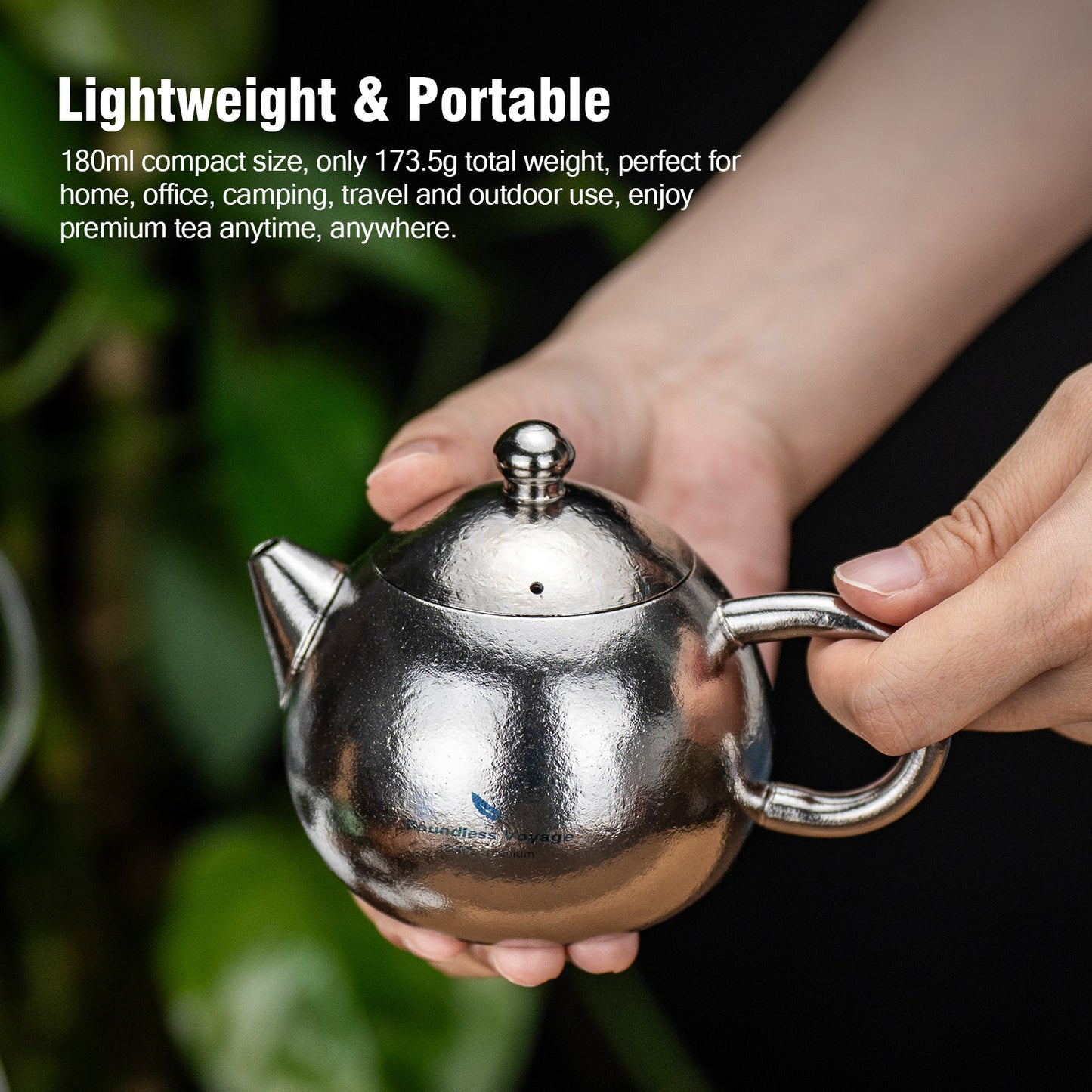 Boundless Voyage Titanium Teapot 180ml – Ultralight Tea Maker with Vented Lid & Anti-Scald Handle for Camping, Travel & Home