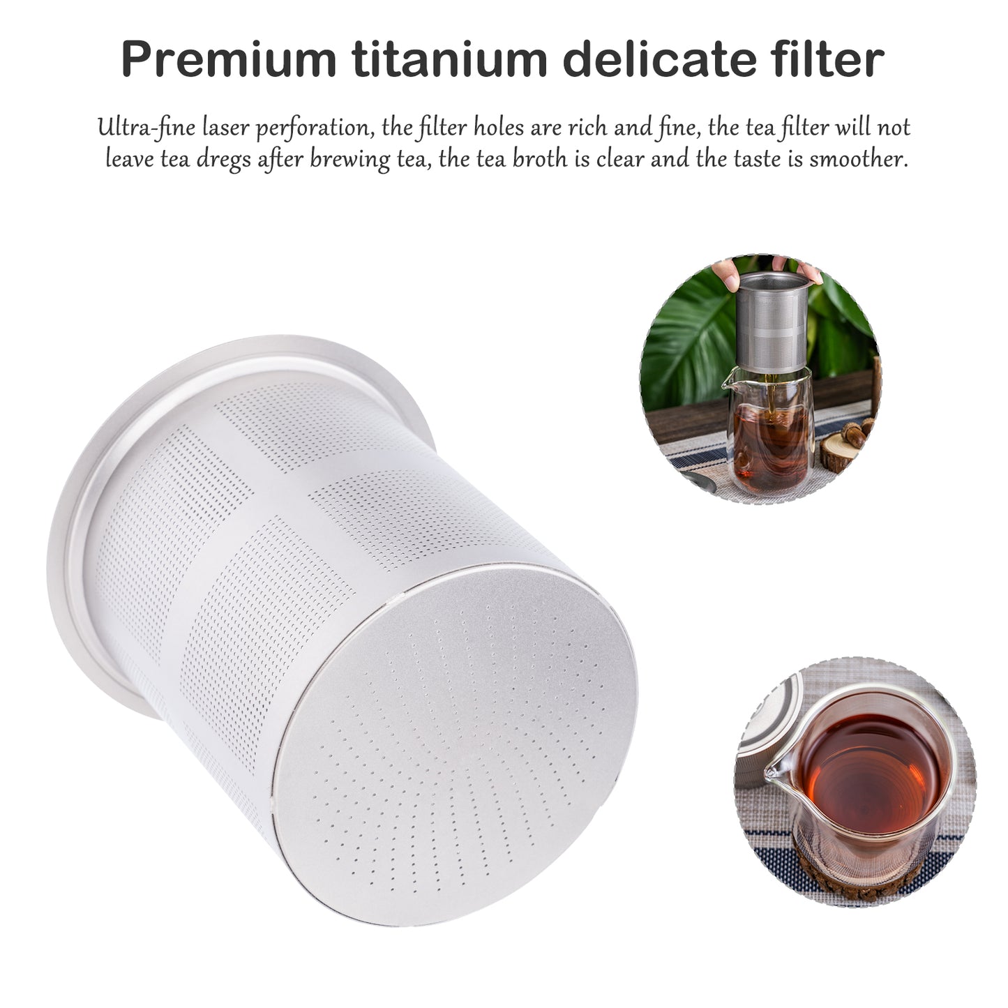 Boundless Voyage Double Wall Glass Tea Cup 250ml with Titanium Filter Lid Anti-scalding Coffee Mug Tea Maker for Camping Office Traveling Home Use