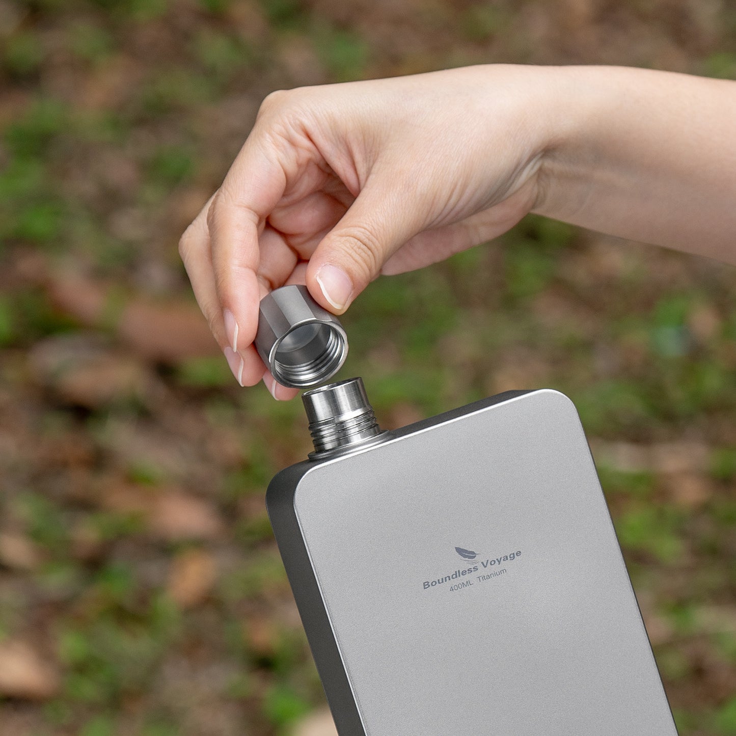 Boundless Voyage 400ml Titanium Flask – Ultra-Light Leakproof Metal Liquor Bottle with Funnel | Premium EDC Hip Flask for Camping, Travel & Gifts