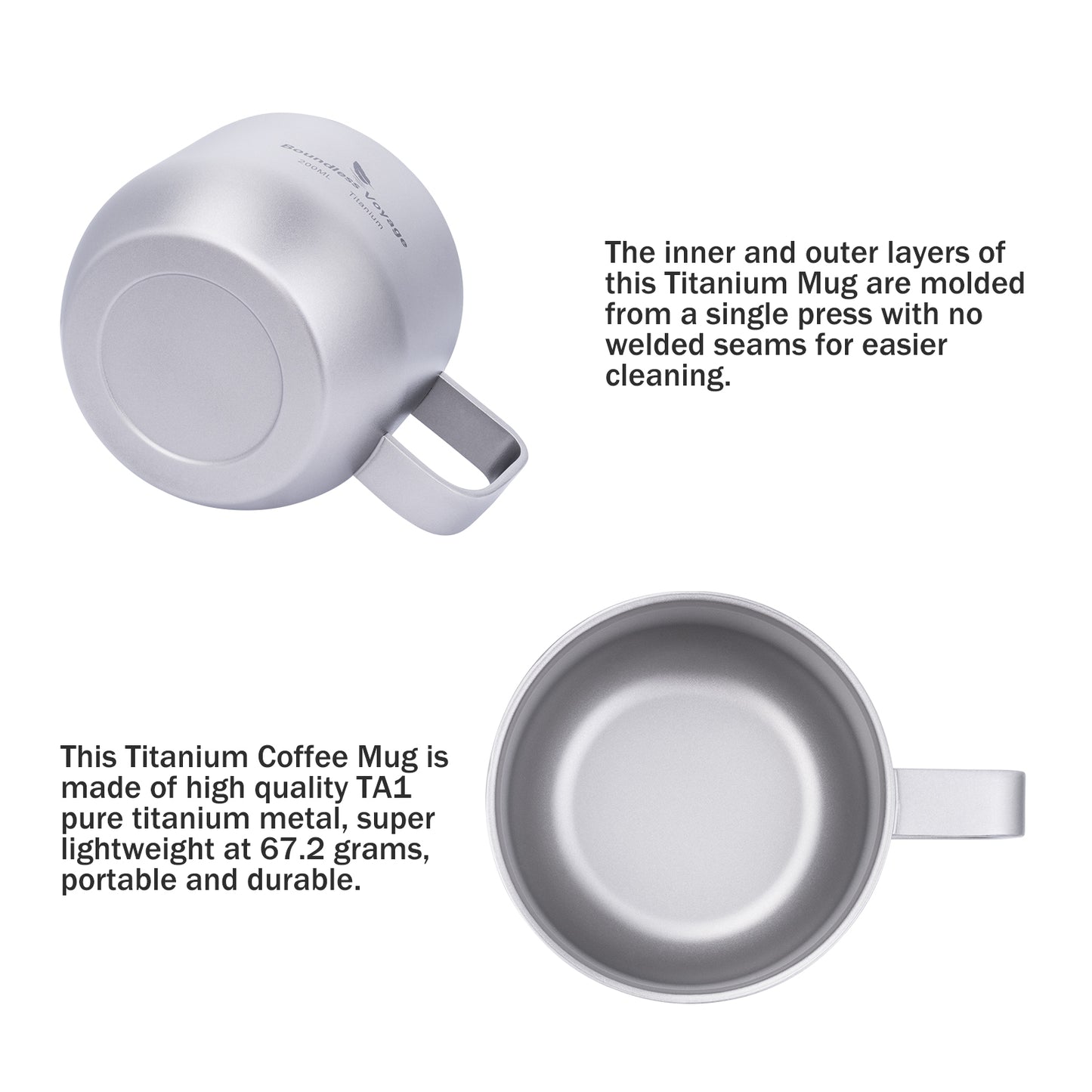 Boundless Voyage  200ml Titanium Double Wall Mug Metal Coffee Tea Cup Mini Espresso Cup Outdoor Camping Travel Ultralight Durable Portable Drinkware