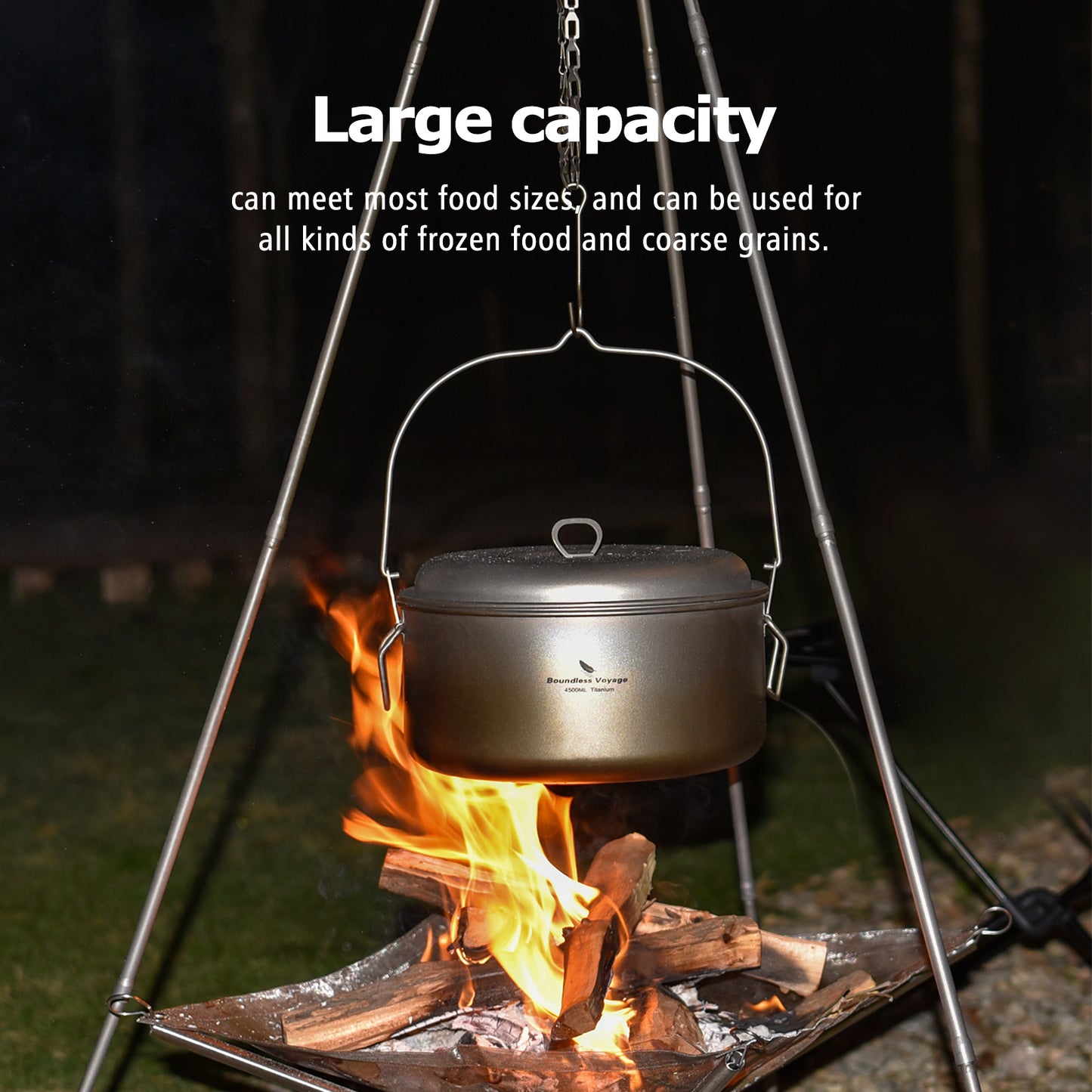 Boundless Voyage 4.5L Titanium Stockpot with Lid – Ultralight Large Camping Cookware, Multifunctional Steamer & Hot Pot for Outdoor Cooking, Hiking & Family Camping