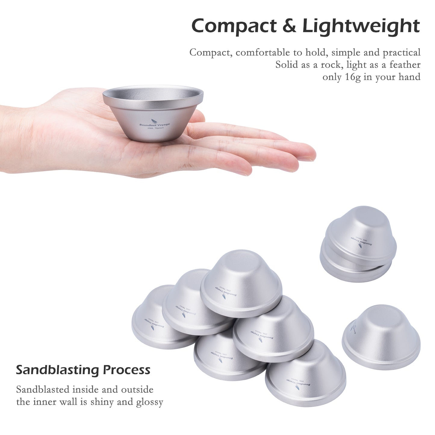 Boundless Voyage 25ml Titanium Double-Walled Tea Cup | 15g Featherlight Mini Tasting Mug | Anti-Scald Insulated Kung Fu Teacup for Camping