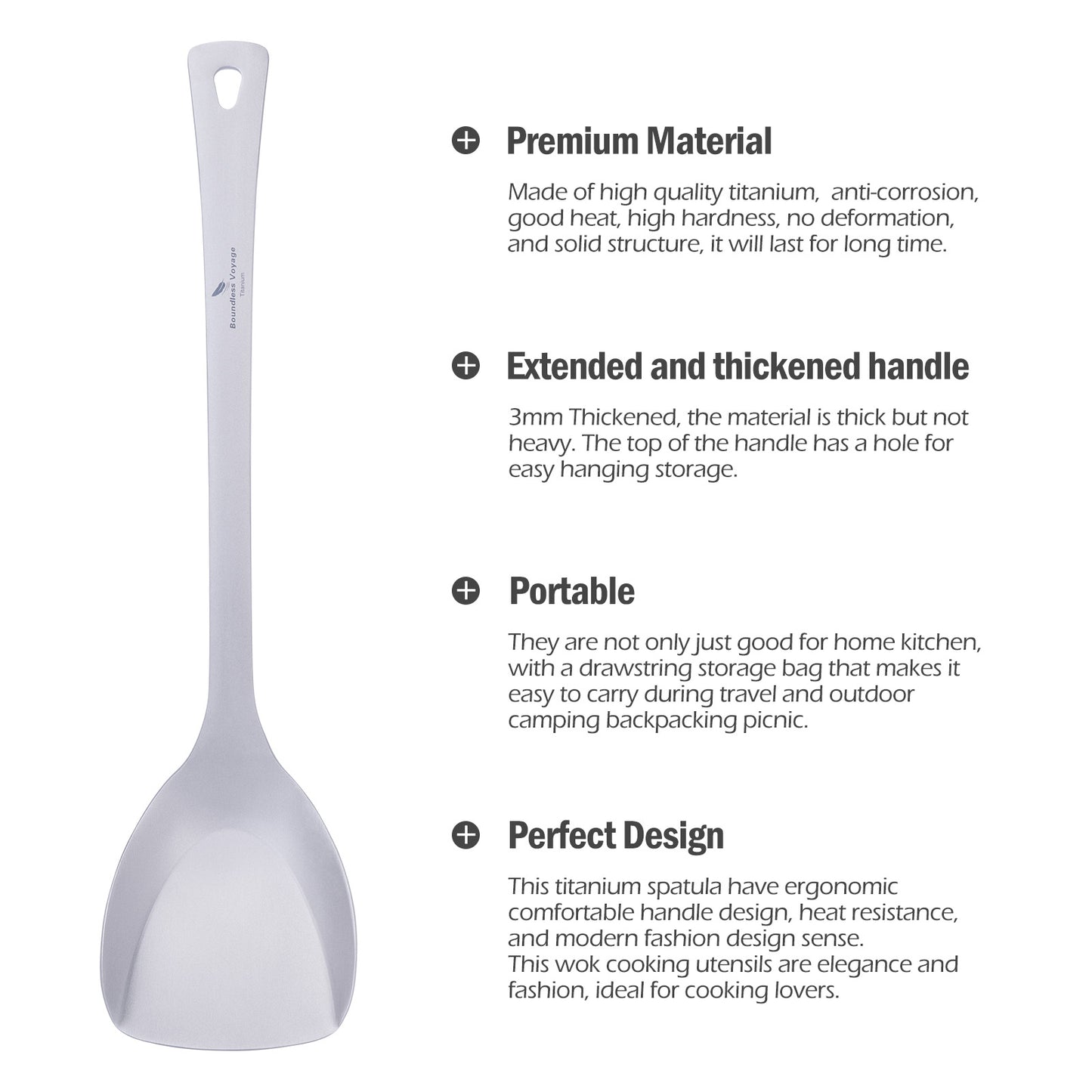 Boundless Voyage Titanium Spatula Food Turner – Lightweight Cooking Utensil for Camping, Travel & Home Kitchen