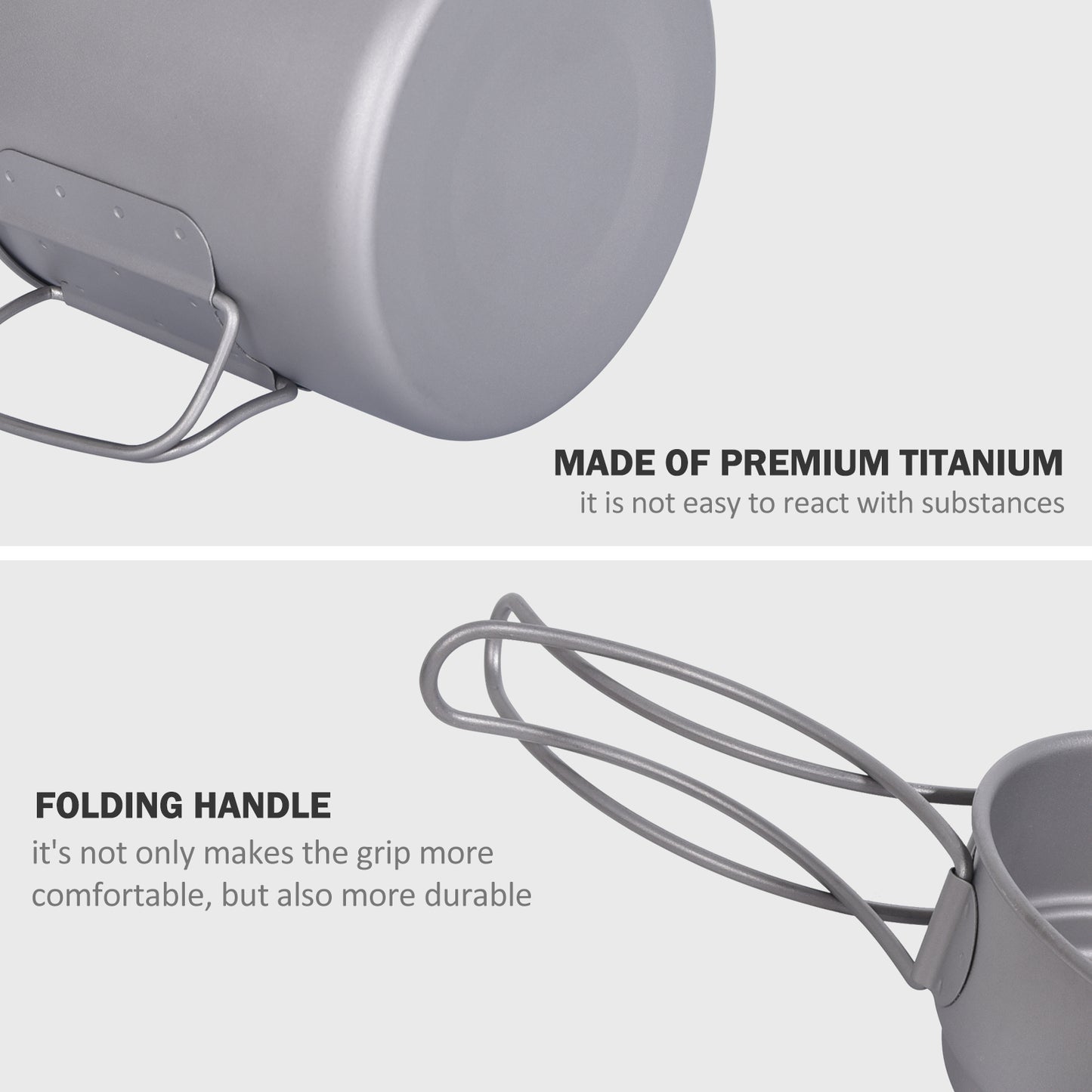 Boundless Voyage Titanium Pot & Pan Set with Folding Handles – Ultralight Camping Cookware Mess Kit for Hiking, Picnic & Outdoor Tableware