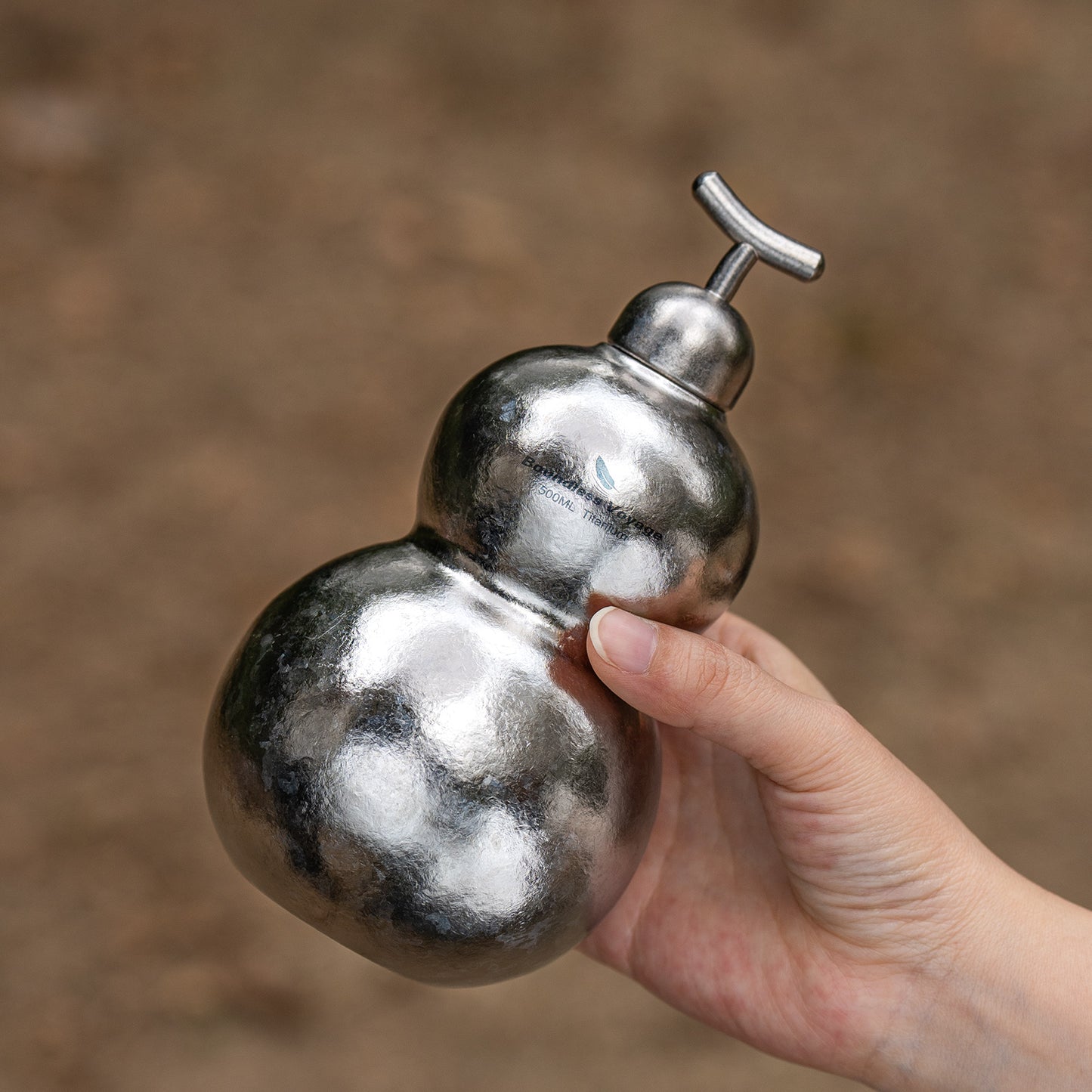 Boundless Voyage Premium Titanium Gourd Flask  | 500ml Crystallized Ice-Texture Canteen | Ultralight & Rustproof Alcohol Drinkware for Hiking & Camping