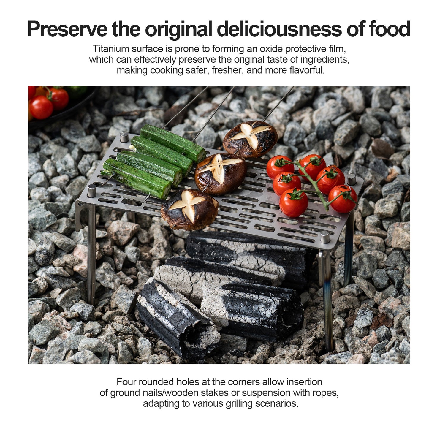 Boundless Voyage Titanium Mini Camping Grill – Ultralight BBQ Grate with Carry Bag for Backpacking, Charcoal Grilling & Outdoor Cooking