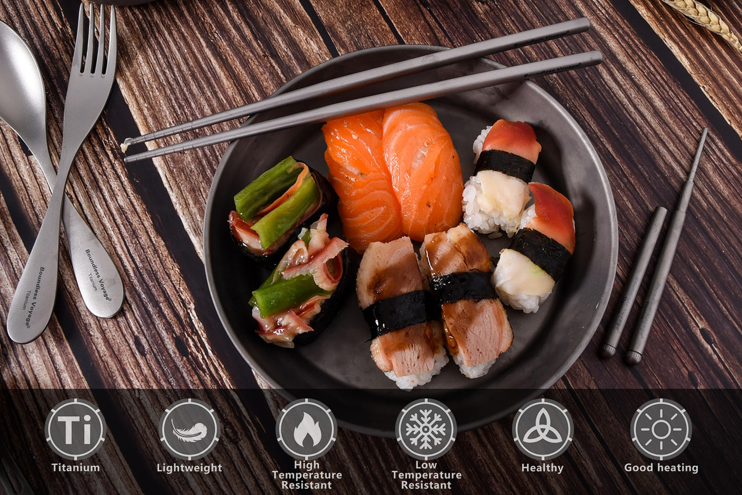 Boundless Voyage 23cm Titanium Square Chopsticks – Ultralight Reusable Cutlery for Home, Camping, Travel & Outdoor Dining