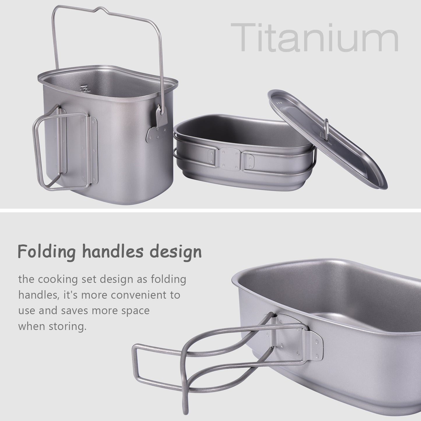 Boundless Voyage Titanium Hanging Pot & Cup Set – Ultralight Campfire Cooking Kit with Lid, TA1 Titanium Camping Cookware for Backpacking, Hiking & Outdoor Use