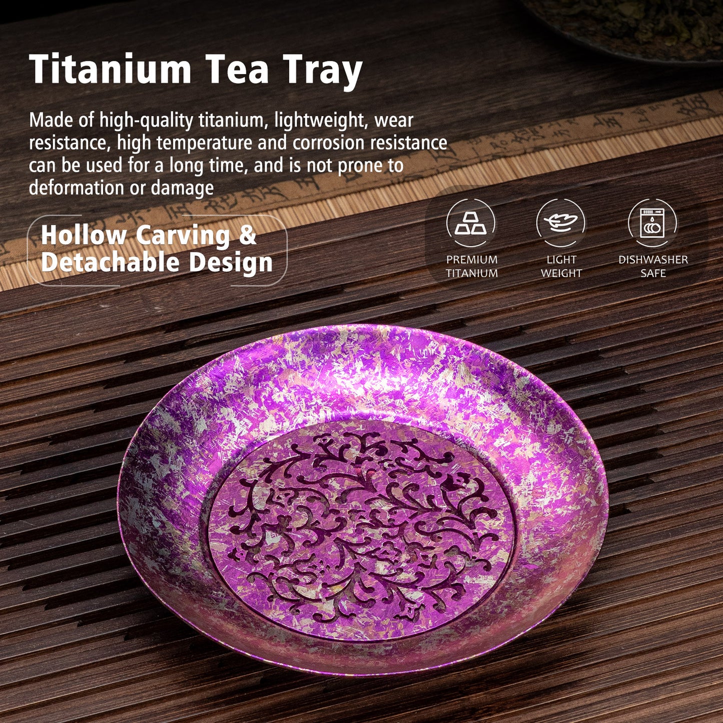 Boundless Voyage Titanium Tea Tray – Detachable Gongfu Tea Drain Tray with Water Storage for Home, Office & Travel