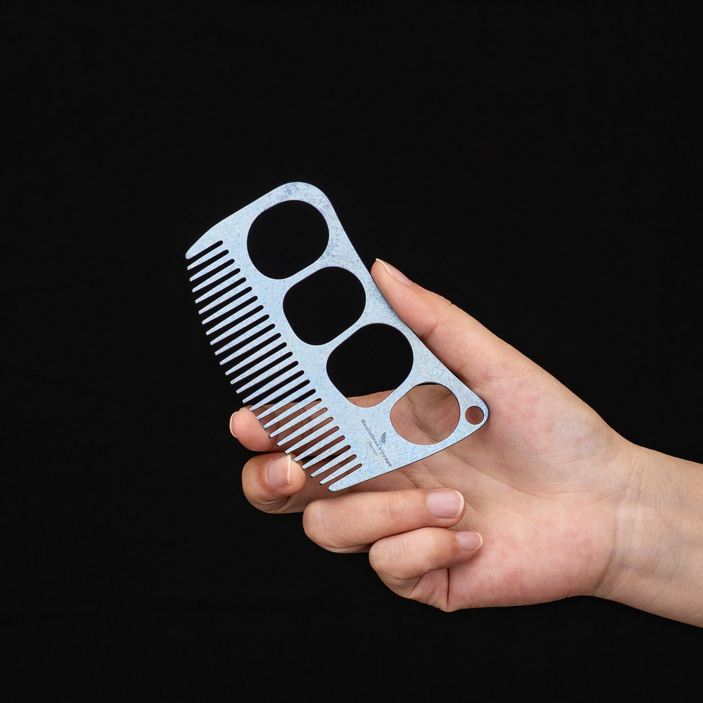 Boundless Voyage Titanium Crescent Comb – Hair & Beard Pocket Comb for Travel, EDC & Everyday Grooming