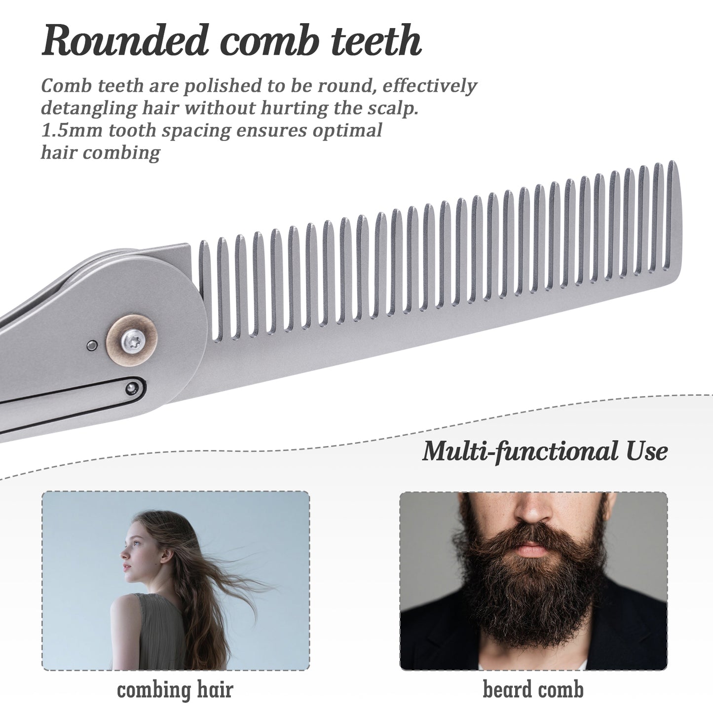 Boundless Voyage Titanium Foldable Comb – Portable EDC Pocket Comb for Travel, Camping & Everyday Grooming