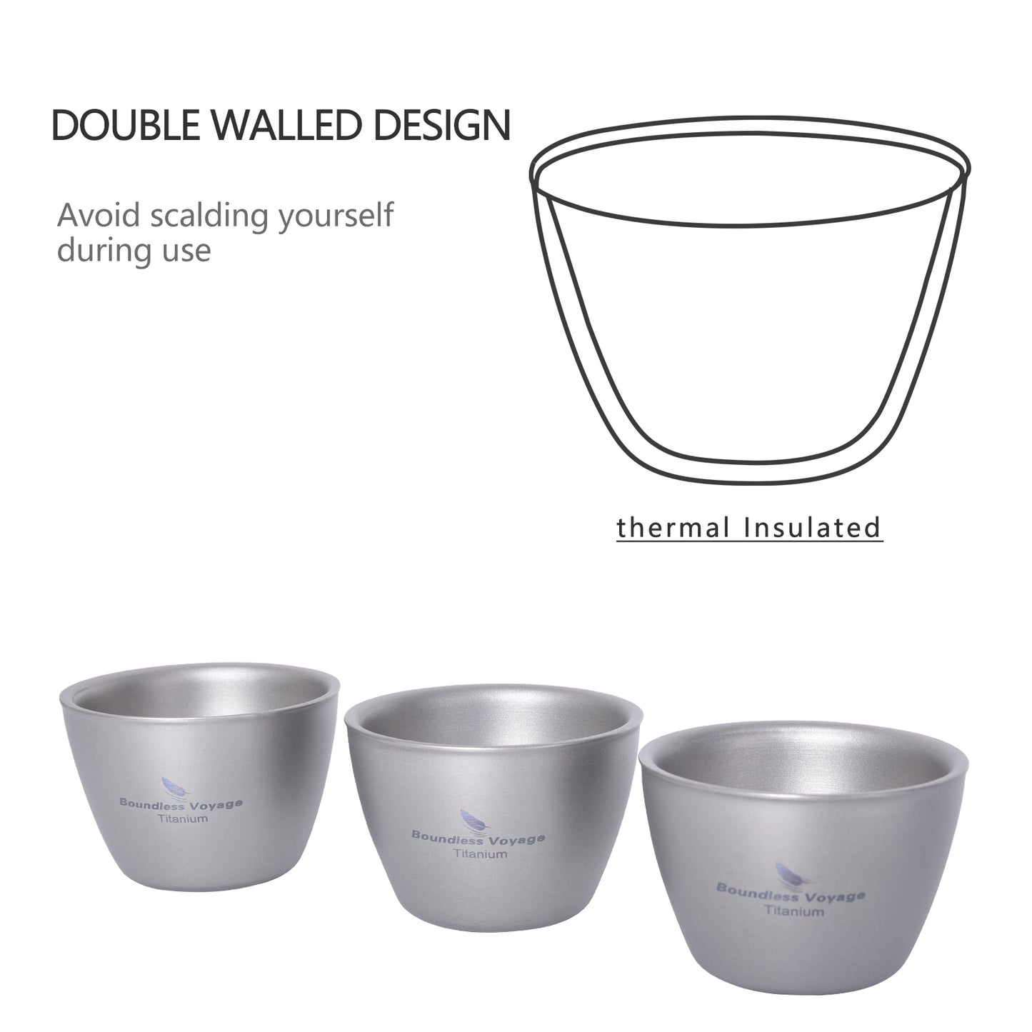 Boundless Voyage 40ml Double-Wall Titanium Sake Cup – Ultralight Insulated Shot Mug, TA1 Titanium Mini Cup for Whiskey, Tea & Outdoor Camping