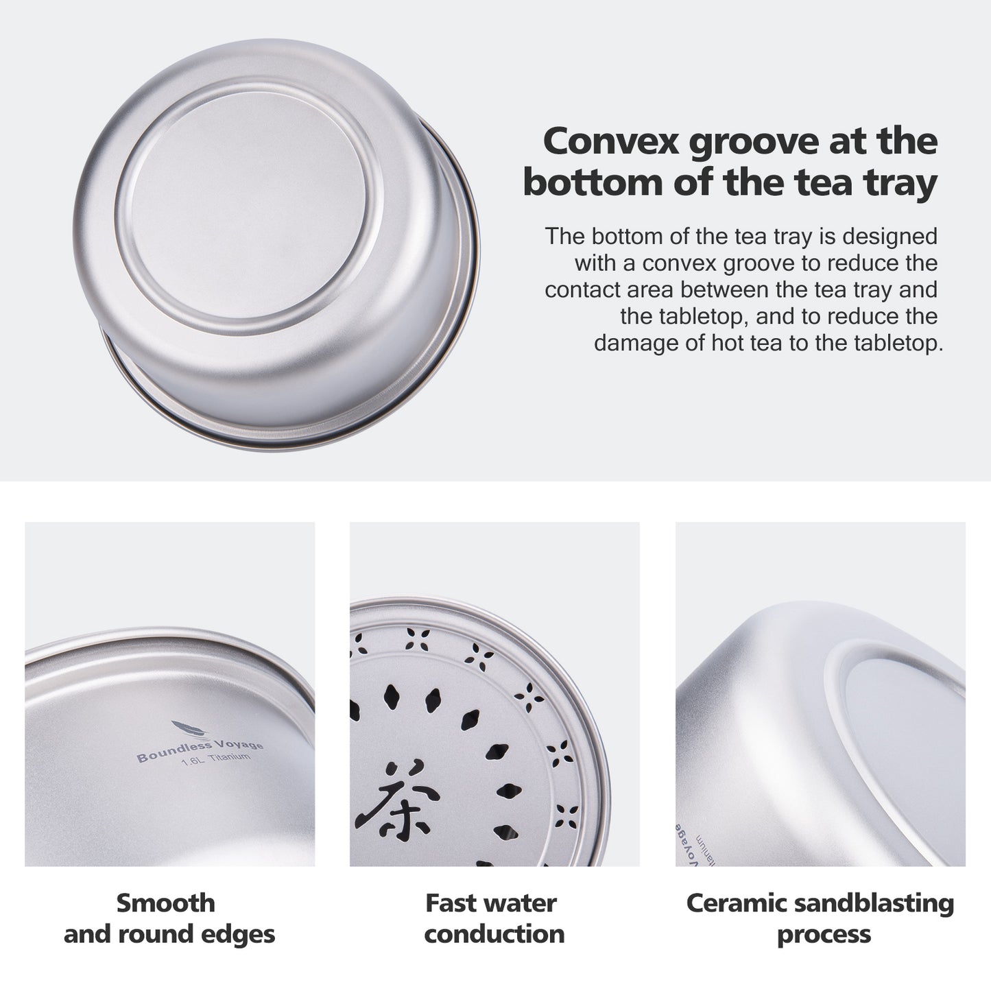 Boundless Voyage Titanium Tea Tray – Portable Gongfu Tea Board for Outdoor Tea Brewing, Camping, Travel & Car Tea Setup
