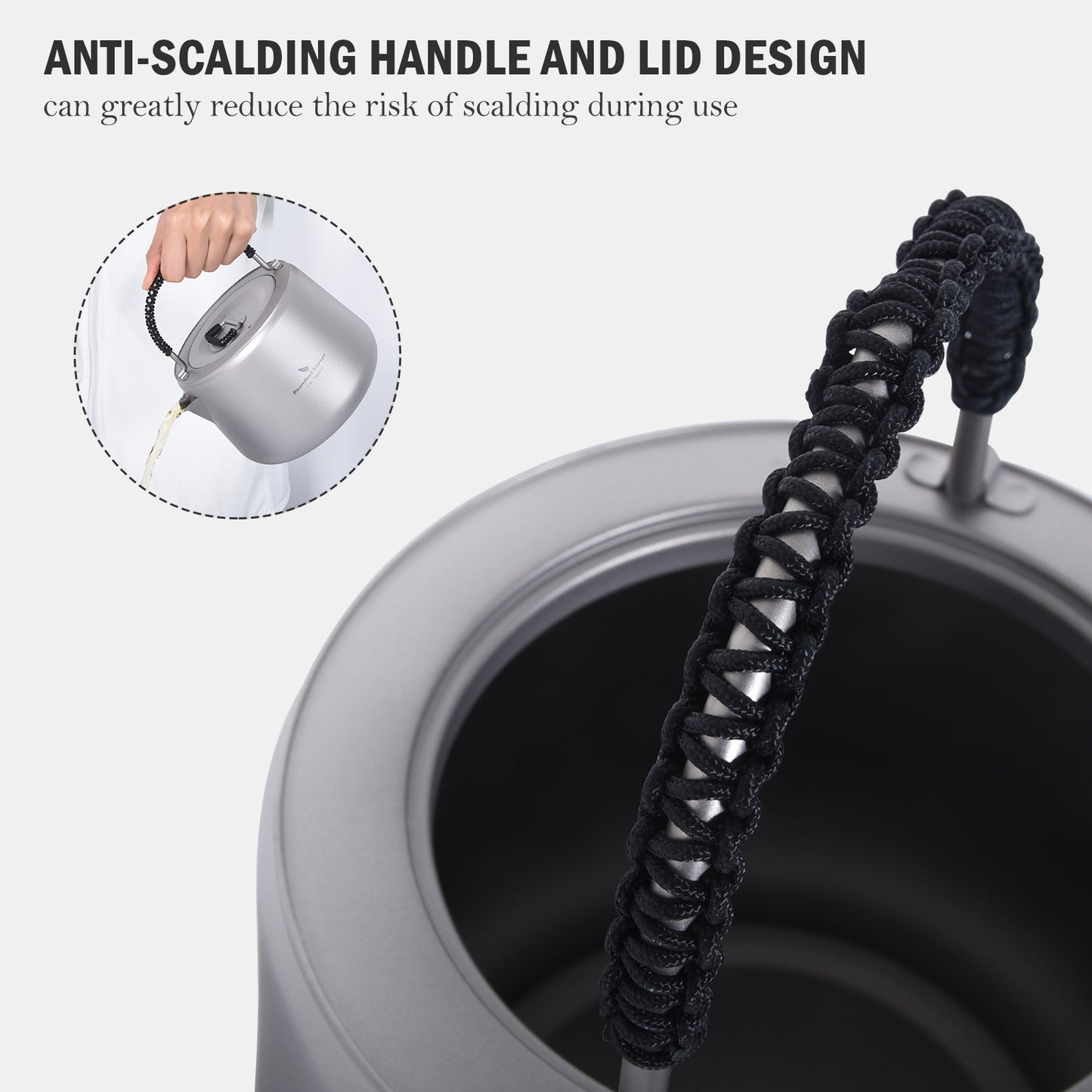 Boundless Voyage 1.4L Ultralight Titanium Kettle with Filter | Anti-Scald Handle & Lid | Perfect for Camping, Hiking, Tea & Coffee