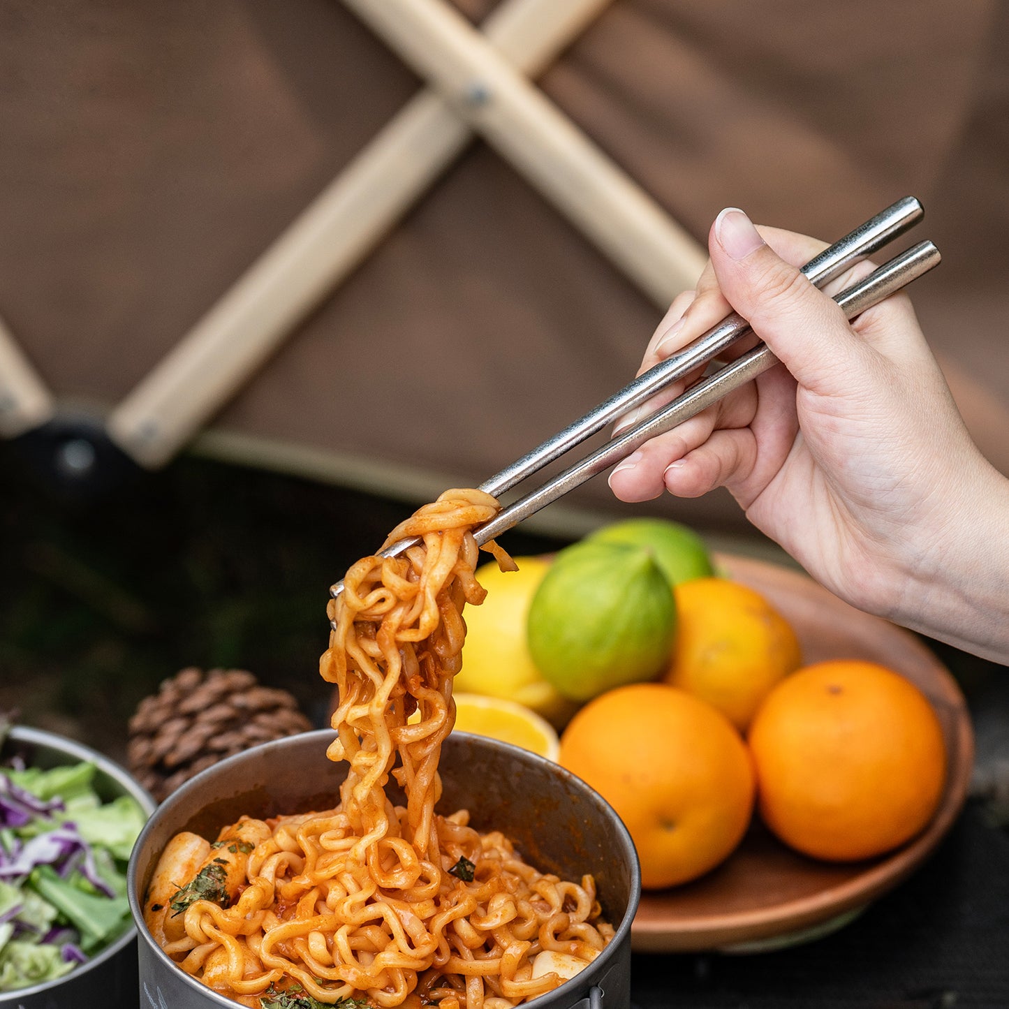 Boundless Voyage Titanium Chopsticks & Spork Set | Ultralight 2-in-1 Camping Cutlery | Non-Coated & Dishwasher Safe