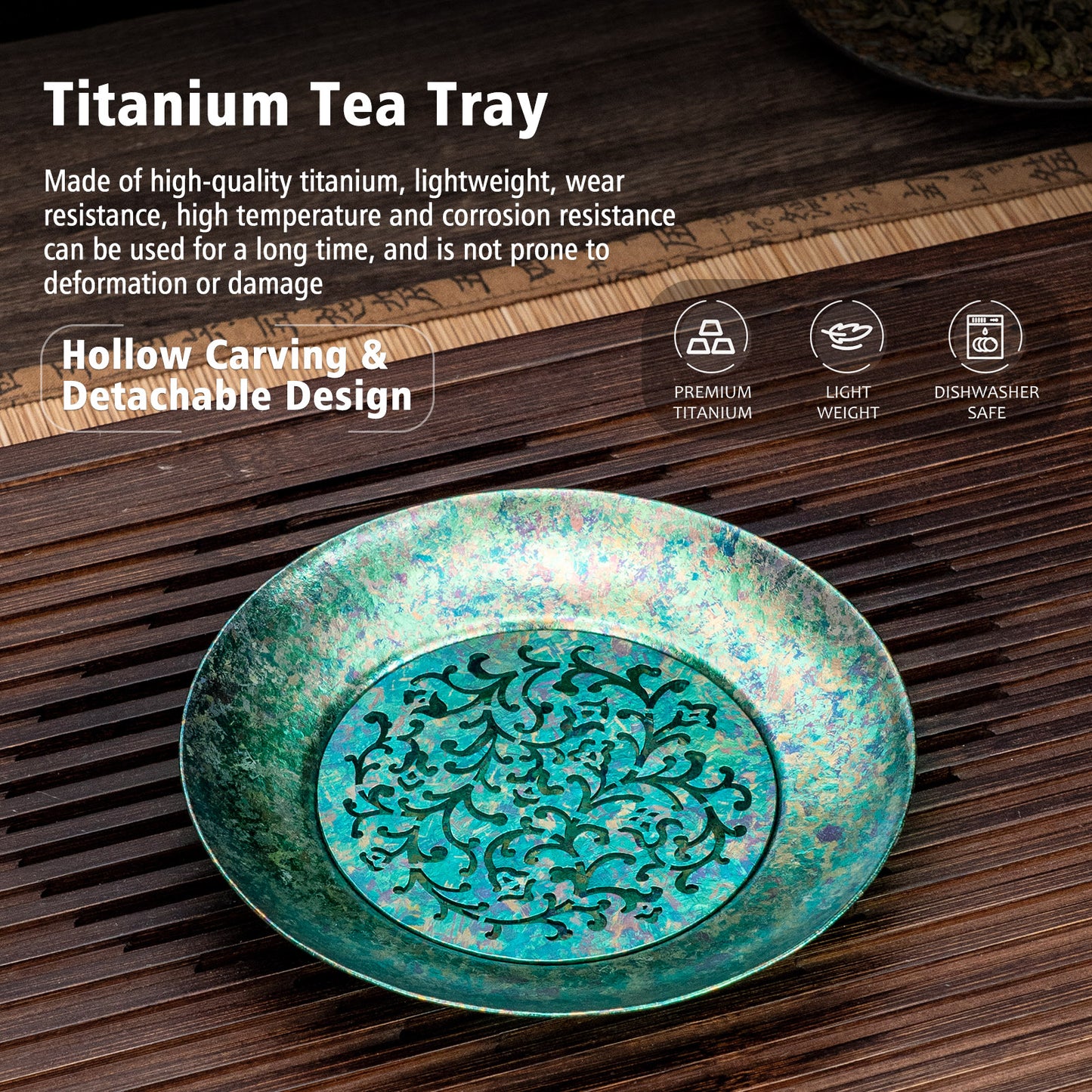 Boundless Voyage Titanium Tea Tray – Detachable Gongfu Tea Drain Tray with Water Storage for Home, Office & Travel