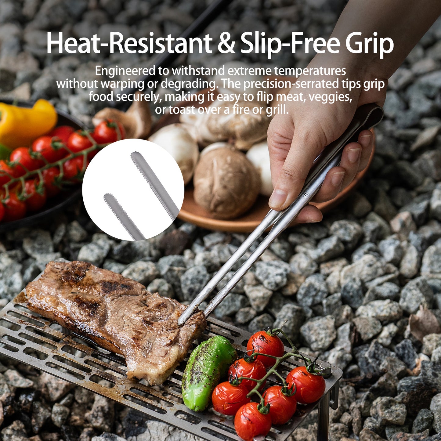 Boundless Voyage Titanium BBQ Tongs 21cm – Ultralight Heat-Resistant Grilling Tongs for Camping, Outdoor Cooking & BBQ