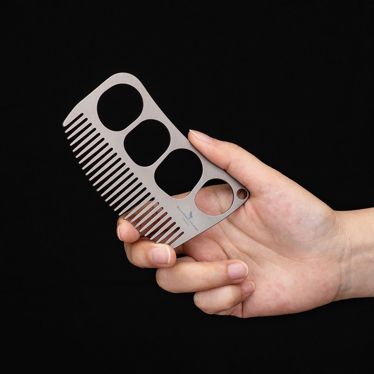 Boundless Voyage Titanium Crescent Hair & Beard Comb – Lightweight Unisex Grooming Tool for Home & Travel