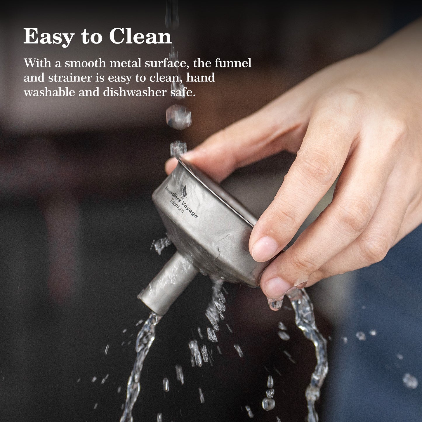 Boundless Voyage Ultralight Titanium Funnel | Food-Grade Portable Pouring Tool for Hip Flasks & Water Bottles | Mini Liquid & Powder Filter for Camping, Travel & Home Use