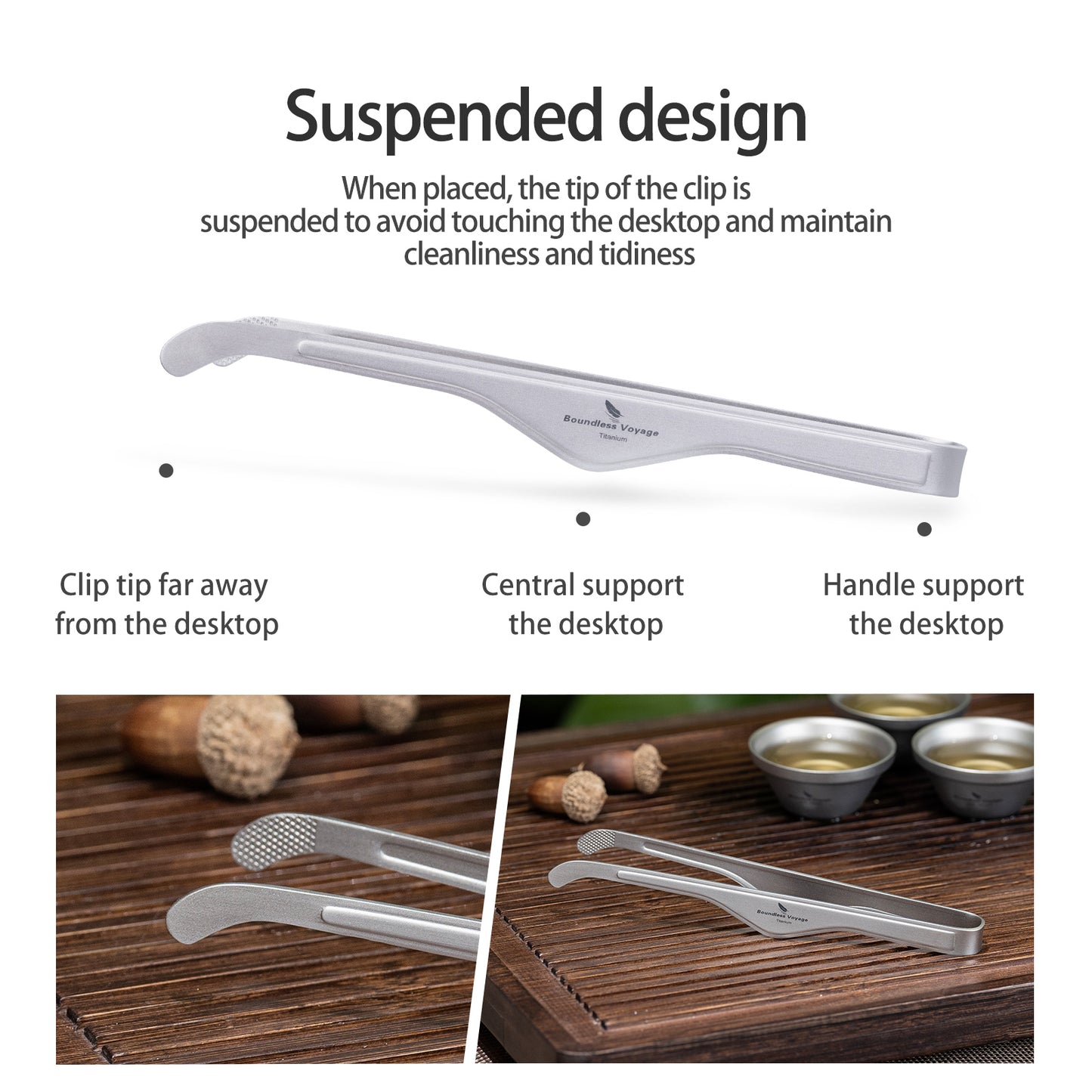 Boundless Voyage Titanium Tongs 17cm – Ultralight Anti-Scald Tweezers for BBQ, Cooking, Tea & Outdoor Use