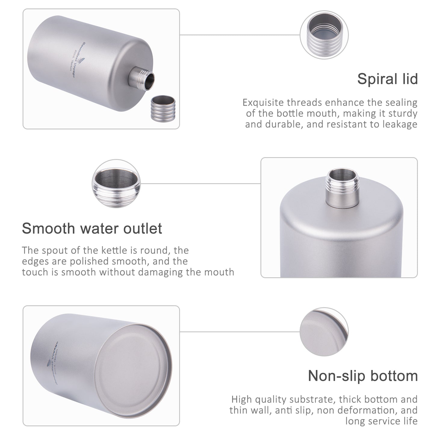 Boundless Voyage 200ml Titanium Pocket Flagon – Ultralight Portable Hip Flask for Camping, Hiking, Travel & Outdoor Adventures