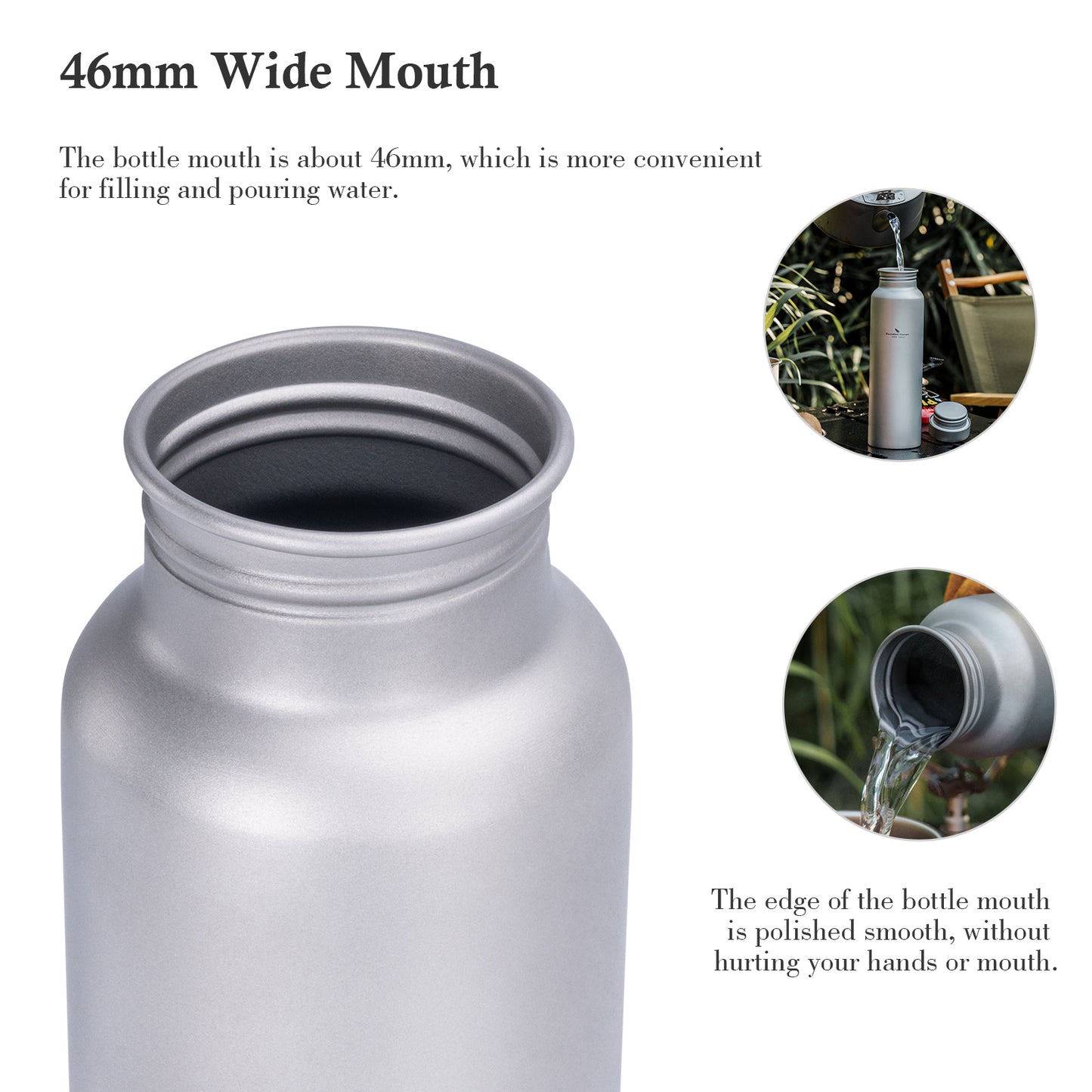 Boundless Voyage 800ml Pure Titanium Water Bottle with Titanium Lid | 27oz Ultralight Plastic-Free Sports Flask | Leakproof & Non-Toxic Metal Canteen for Cycling, Hiking & EDC