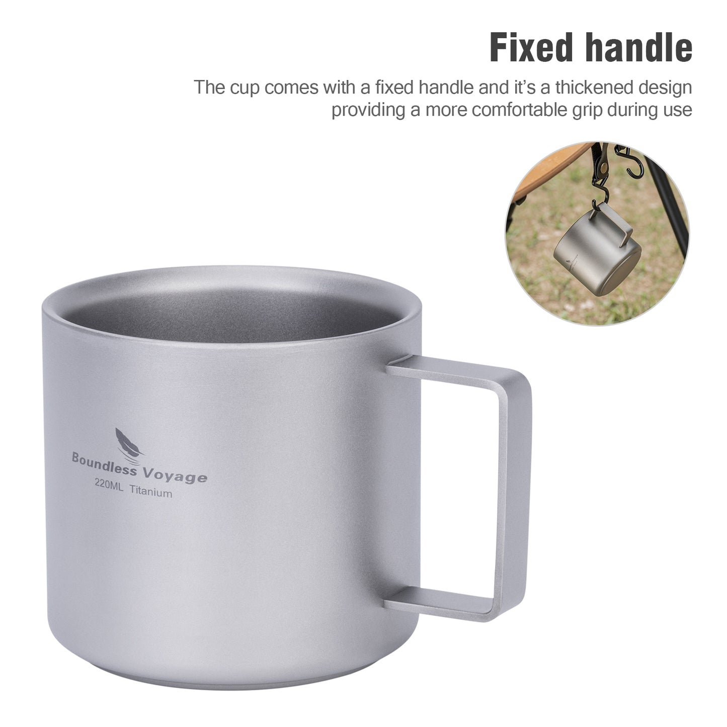 Boundless Voyage 220ml Double-Walled Titanium Cup | Ultralight Insulated Mini Coffee Mug | Anti-Scalding Tea Cup for Camping, Travel & Home