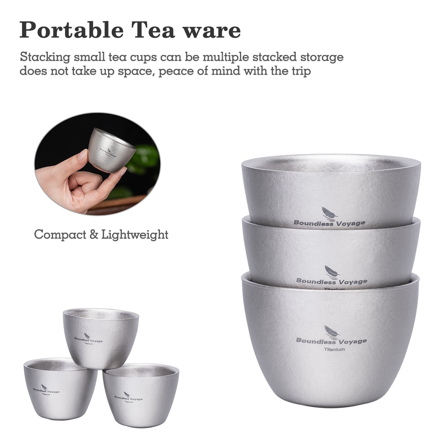 Boundless Voyage 40ml Double-Wall Titanium Sake Cup – Ultralight Insulated Shot Mug, TA1 Titanium Mini Cup for Whiskey, Tea & Outdoor Camping