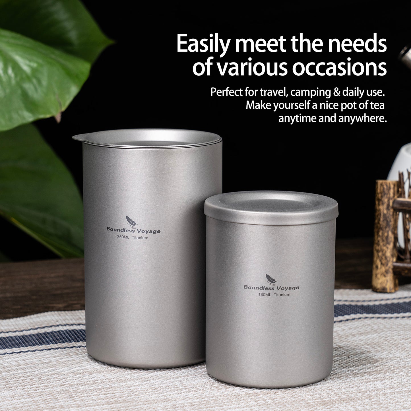 Boundless Voyage 180ml Double-Wall Titanium Cup – Insulated Ultralight Coffee Mug, Pure TA1 Titanium Camping Cup with Carry Bag for Travel & Outdoor Use