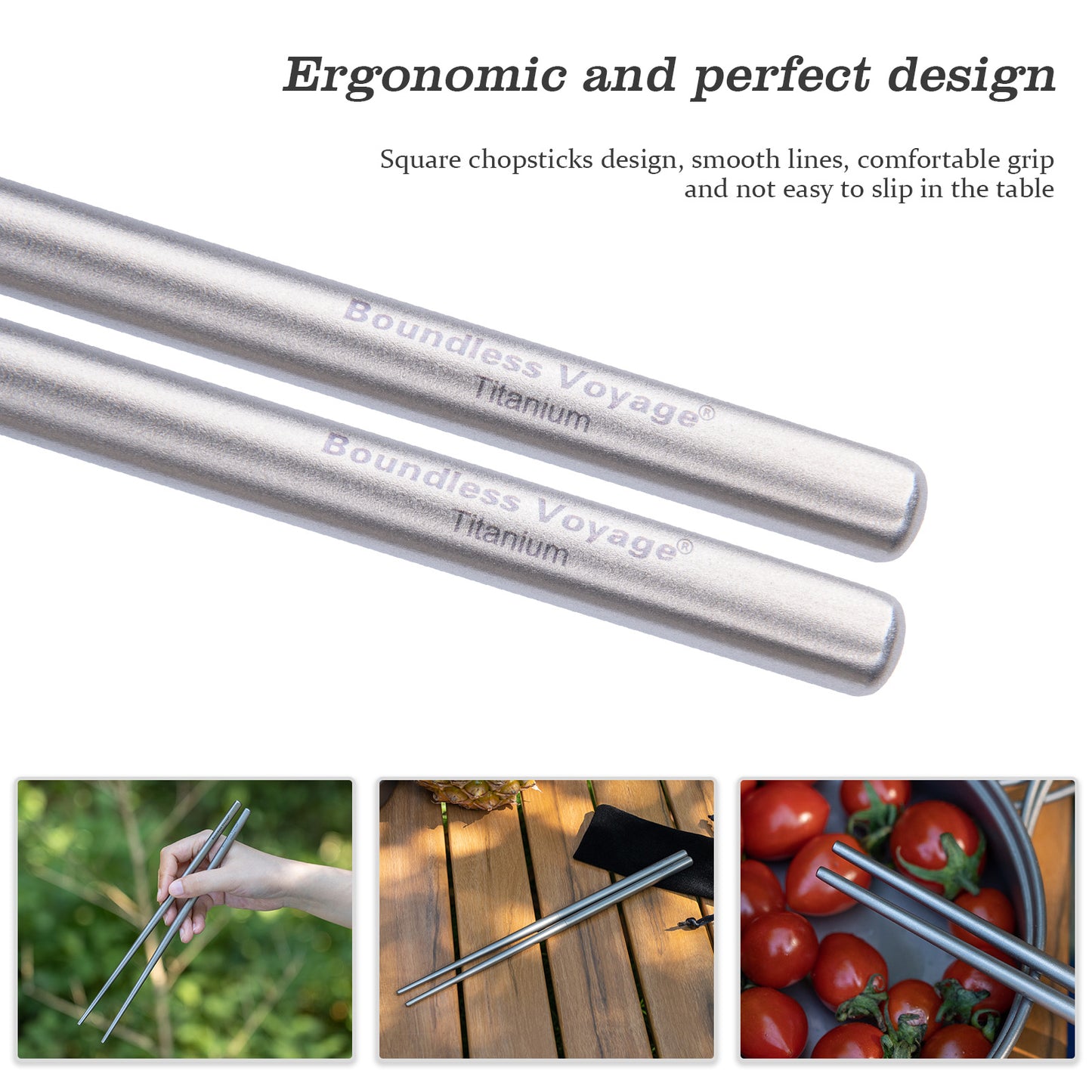 Boundless Voyage Foldable Telescopic Titanium Chopsticks Outdoor Travel Picnic Folding Tableware Cutlery Camping Utensils