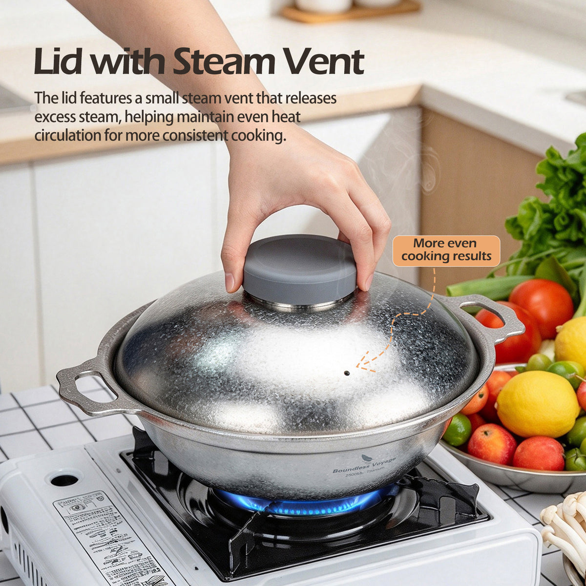 Boundless Voyage 2500ml Pure Titanium Camping Pot with Lid – Large Non-Coated Cooking Pot for Camping, Hot Pot & Outdoor Cooking