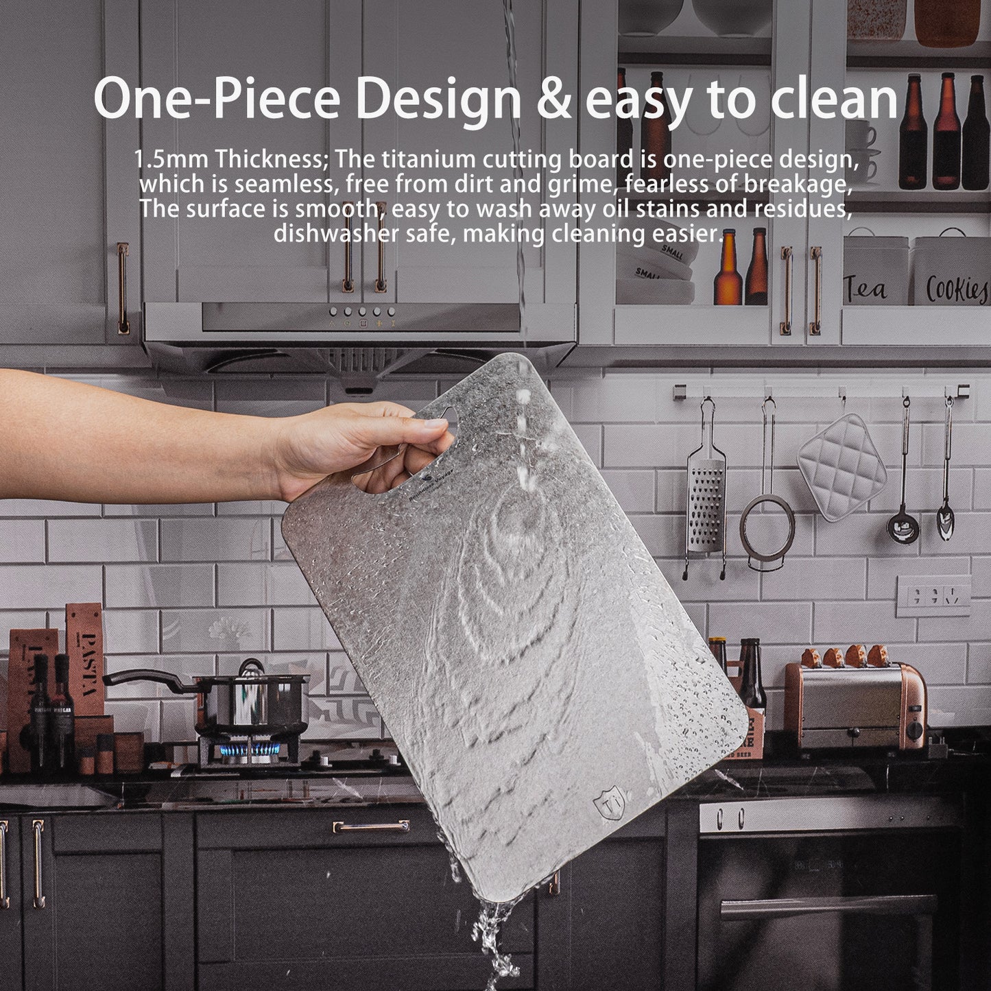 Boundless Voyage Titanium Cutting Board – Medium Lightweight Metal Chopping Board for Kitchen, Camping & Outdoor Cooking