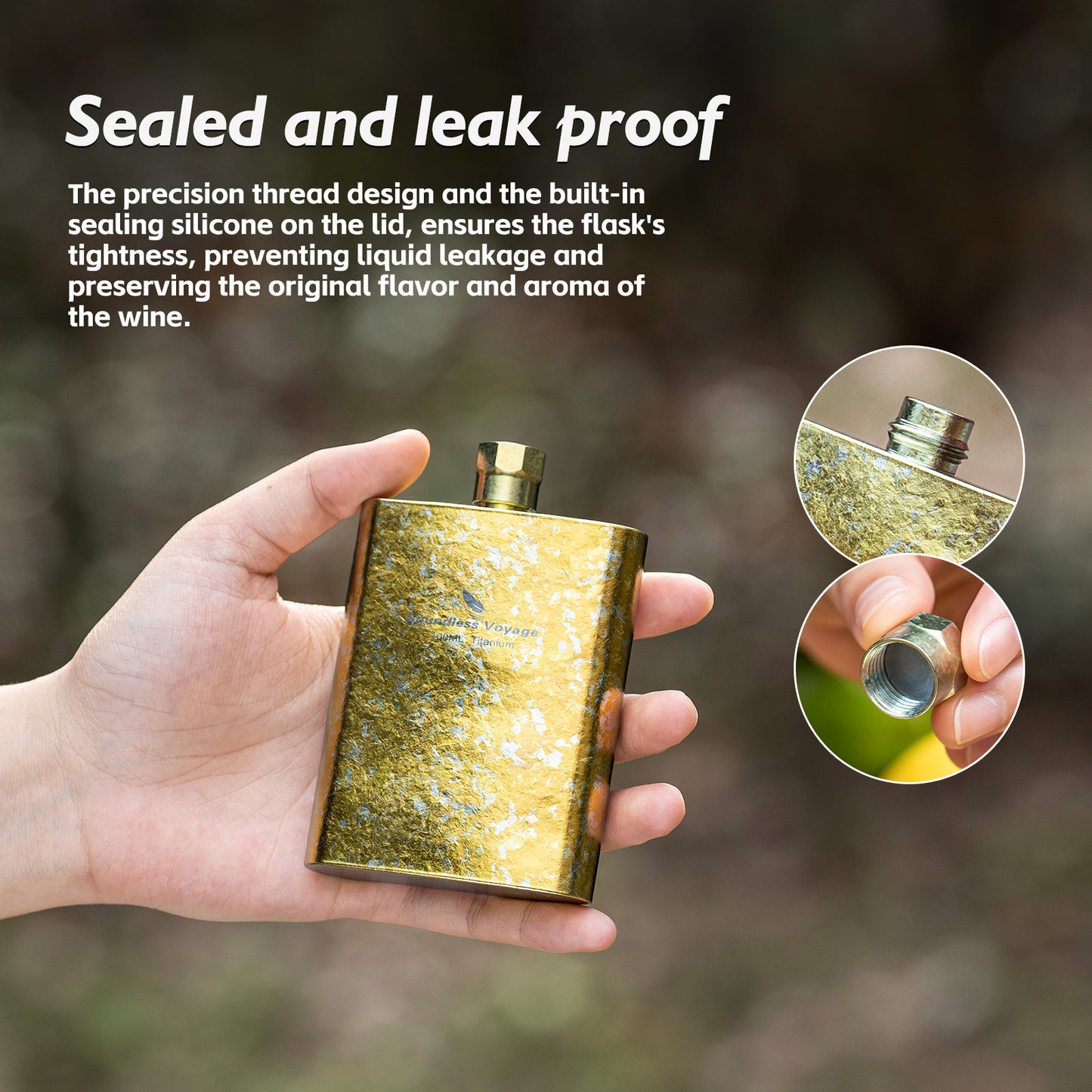 Boundless Voyage 100ml Titanium Color Flask – Lightweight Mini Flagon for Whiskey, Juice, Water, Wine – Outdoor Travel Bottle