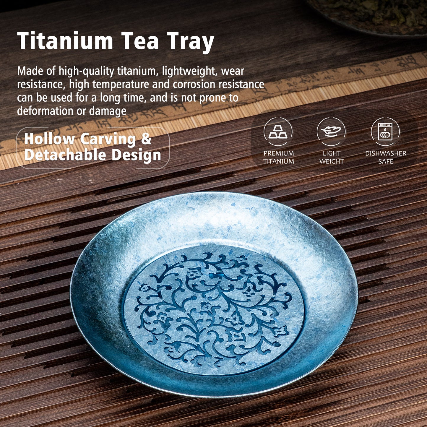 Boundless Voyage Titanium Tea Tray – Detachable Gongfu Tea Drain Tray with Water Storage for Home, Office & Travel