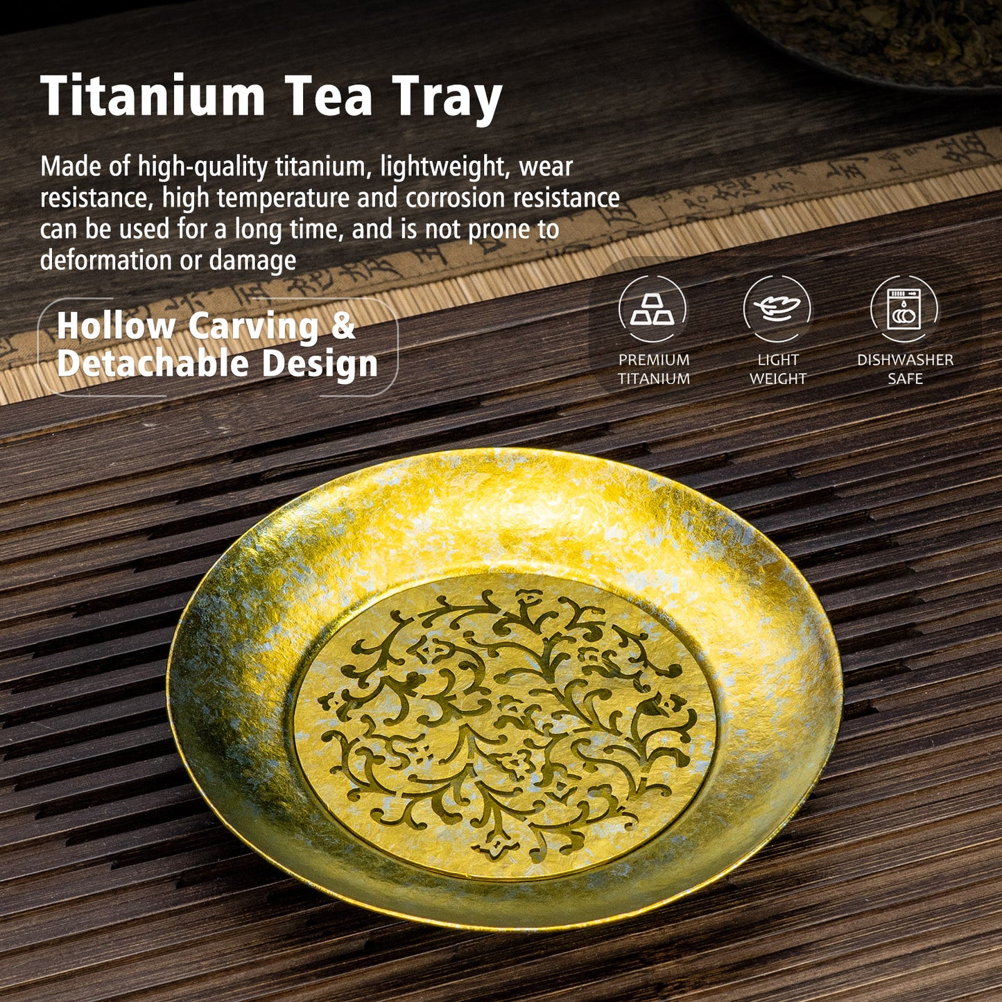 Boundless Voyage Titanium Tea Tray – Detachable Gongfu Tea Drain Tray with Water Storage for Home, Office & Travel