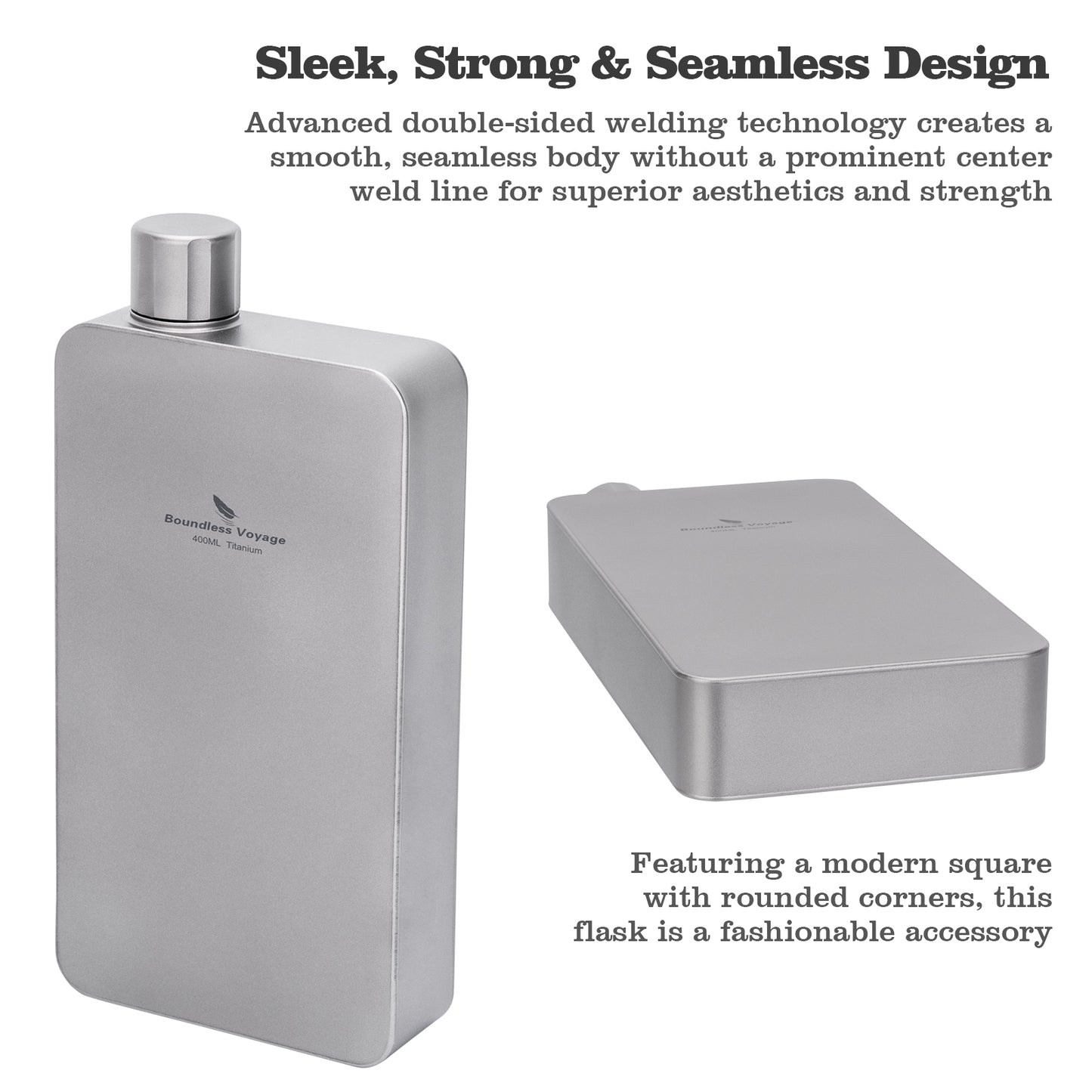 Boundless Voyage 400ml Titanium Flask – Ultra-Light Leakproof Metal Liquor Bottle with Funnel | Premium EDC Hip Flask for Camping, Travel & Gifts