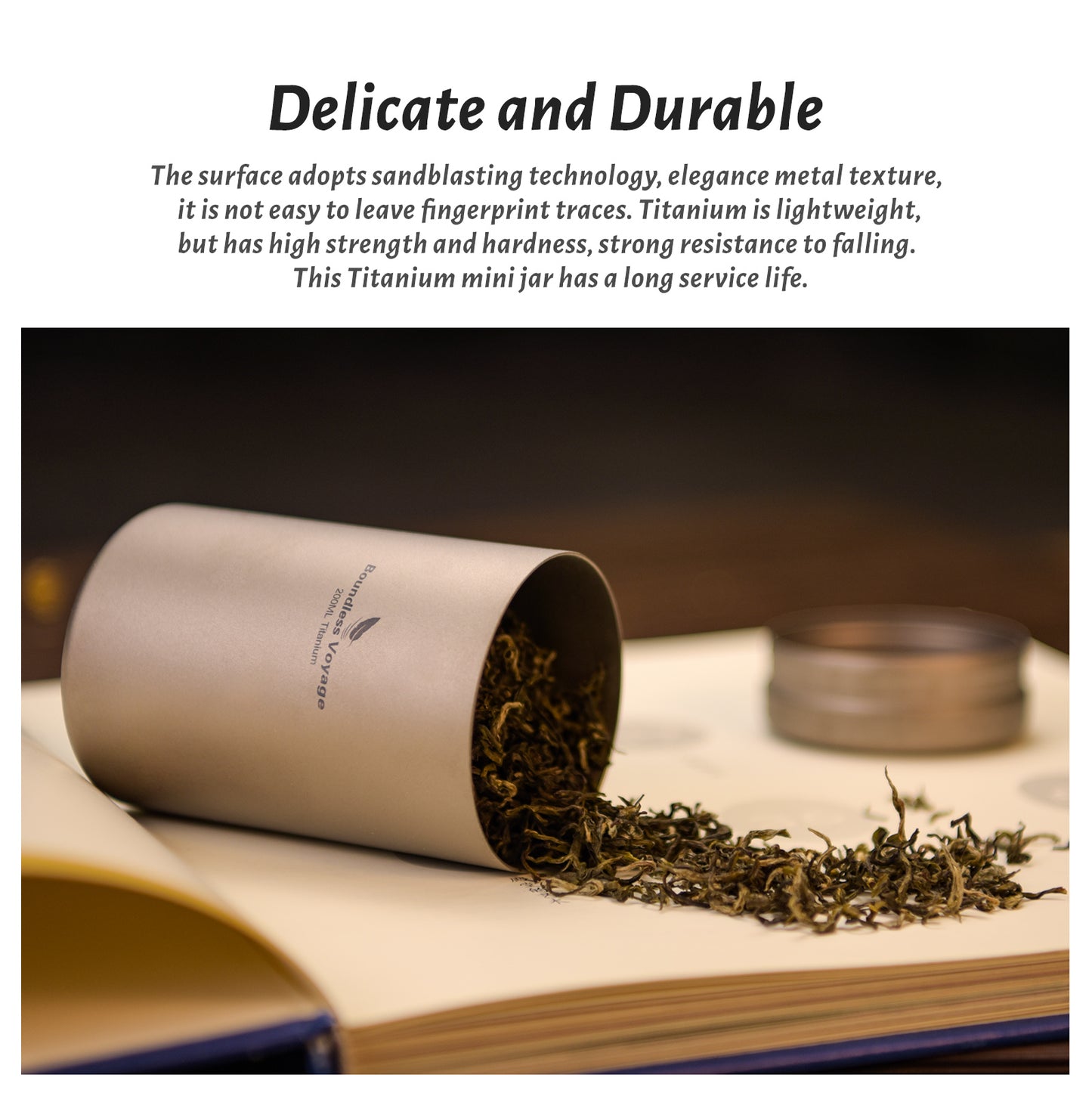Boundless Voyage 120ml Titanium Tea Caddy – Ultralight Portable Tea Canister for Loose Leaf Tea, Coffee Beans, Spices & Dry Storage Container