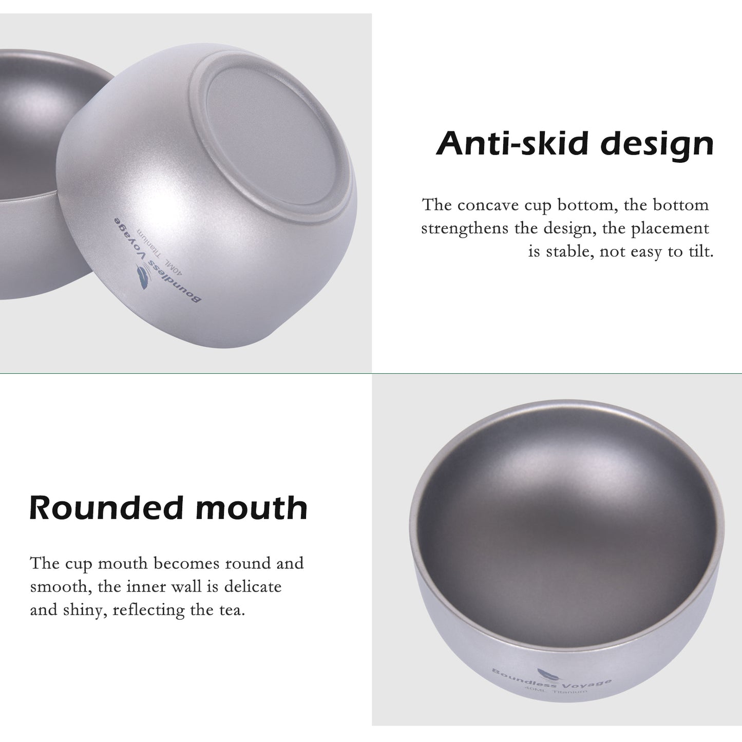 Boundless Voyage 40ml Titanium Double-Walled Sake Cup | 18g Ultralight Mini Tea & Coffee Mug | Anti-Scald Insulated Tasting Cup for Camping