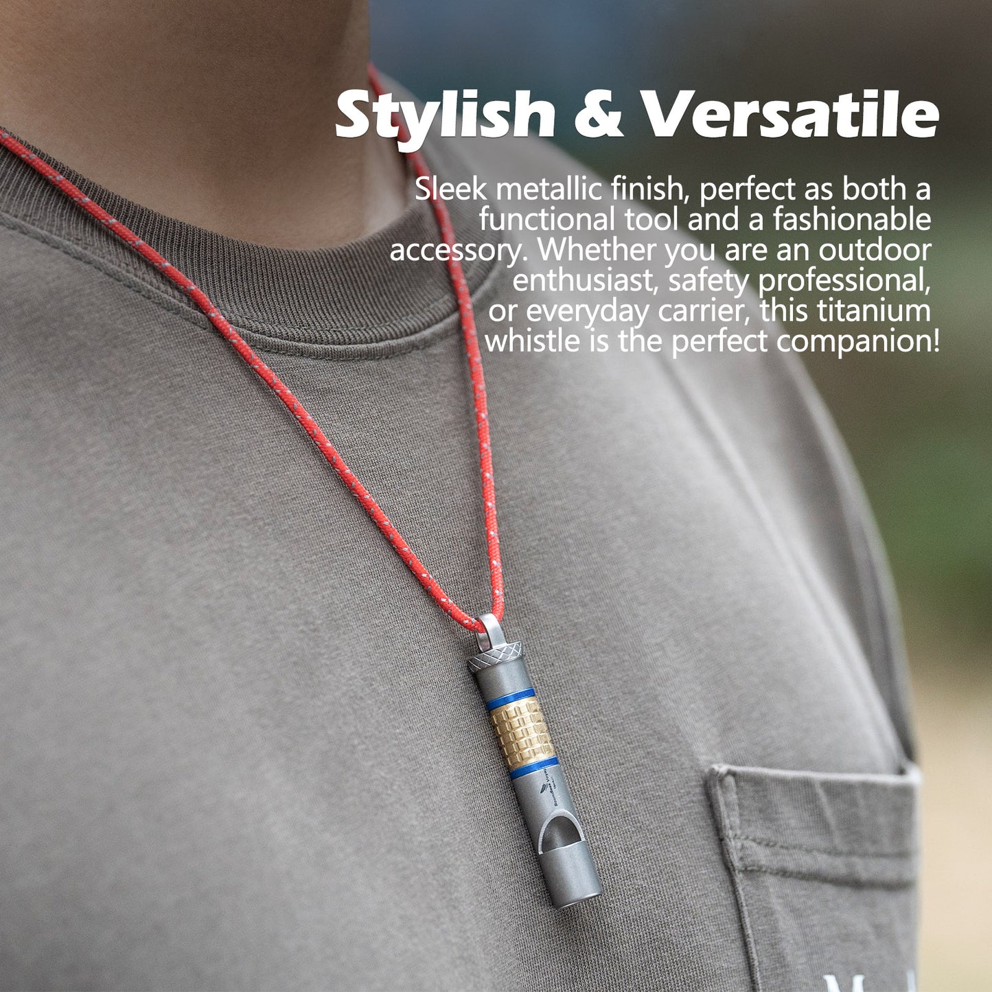 Boundless Voyage Titanium Whistle – Ultralight Emergency Safety Whistle with Lanyard for Camping, Hiking, Sports & Keychain EDC