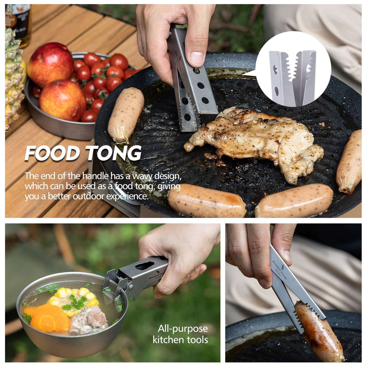 Boundless Voyage Titanium Hot Plate Gripper Anti-Scalding Bowl Dish Clips Non-Slip Tongs Clamp Holder Multifunctional Kitchen Tool