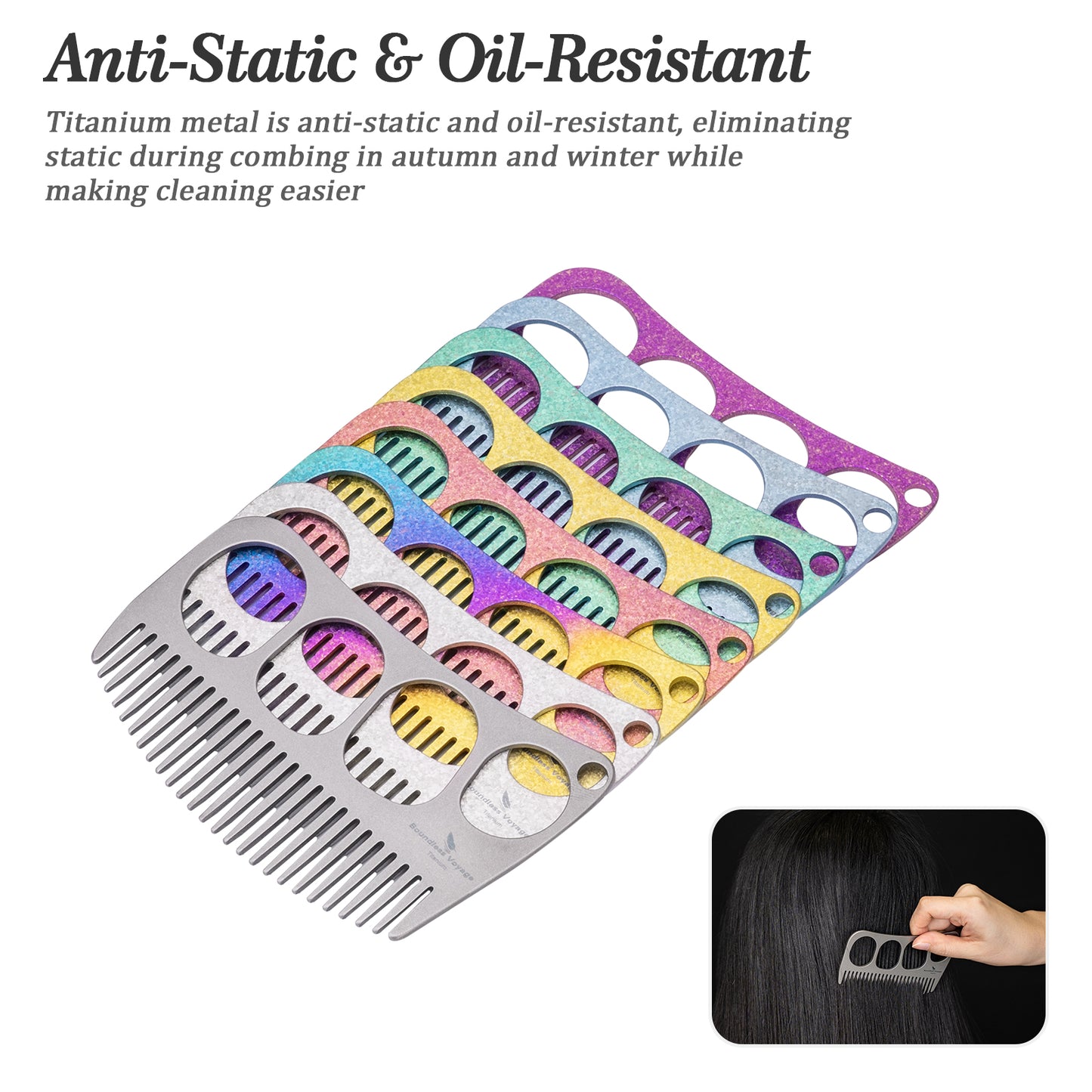 Boundless Voyage Titanium Crescent Hair & Beard Comb – Lightweight Unisex Grooming Tool for Home & Travel