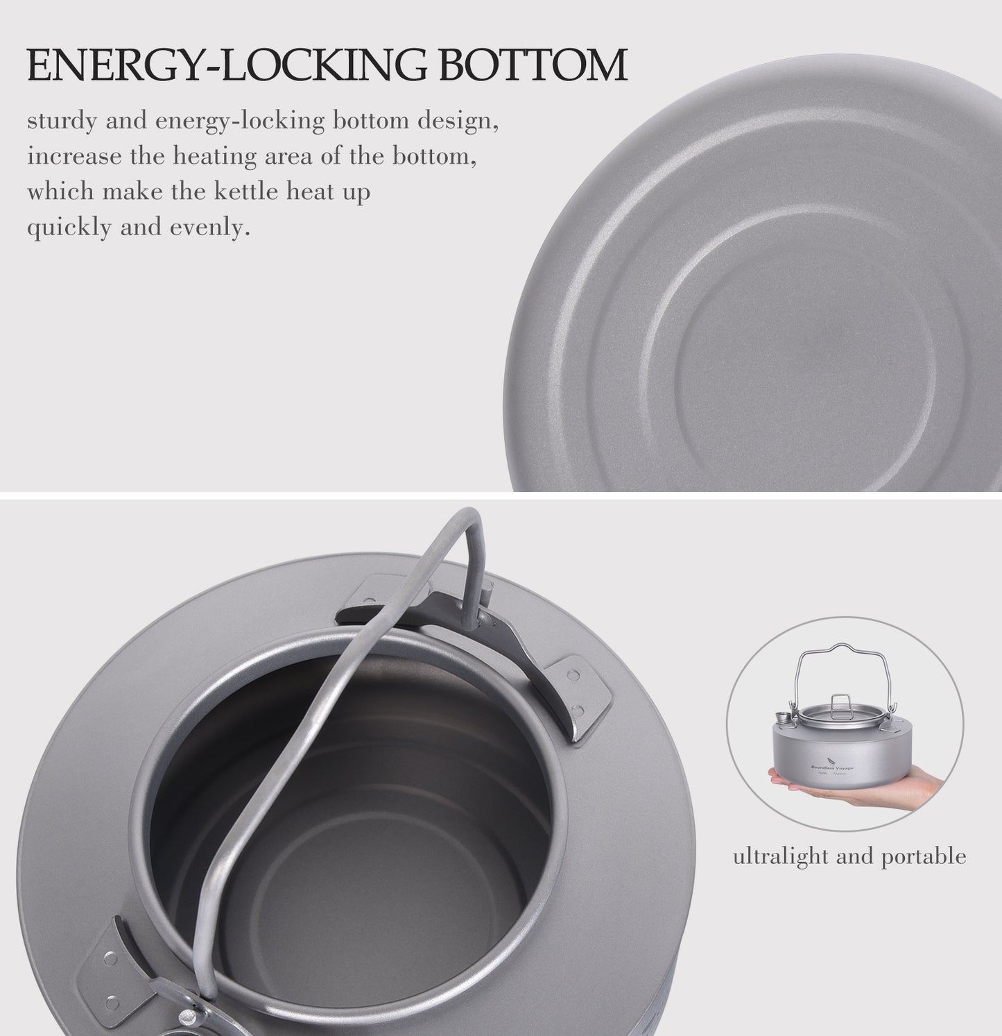 Boundless Voyage 700ml Titanium Camping Kettle – Ultralight Teapot with Folding Handle for Outdoor Cooking & Boiling Water